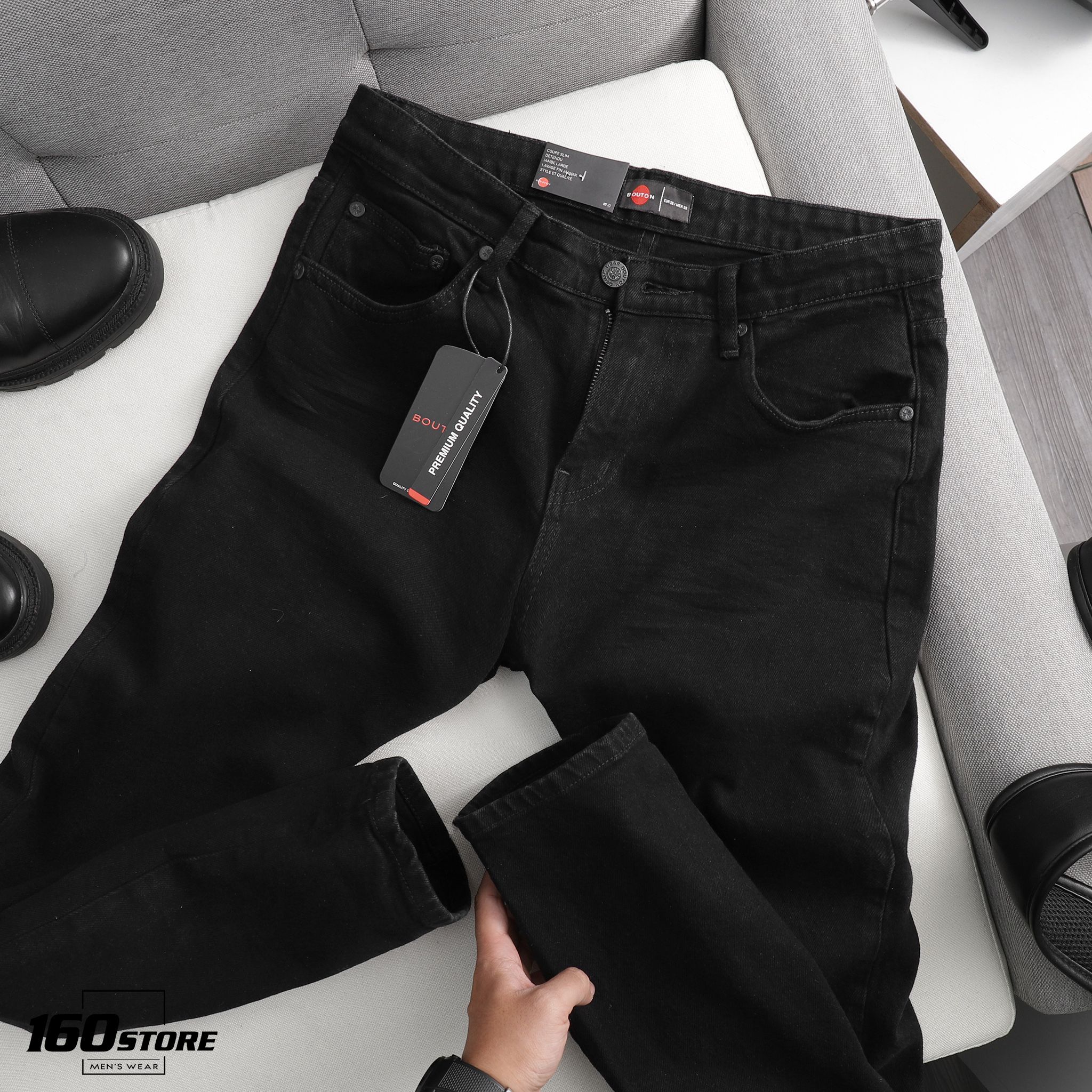 Quần jeans BOUTON Black Slim