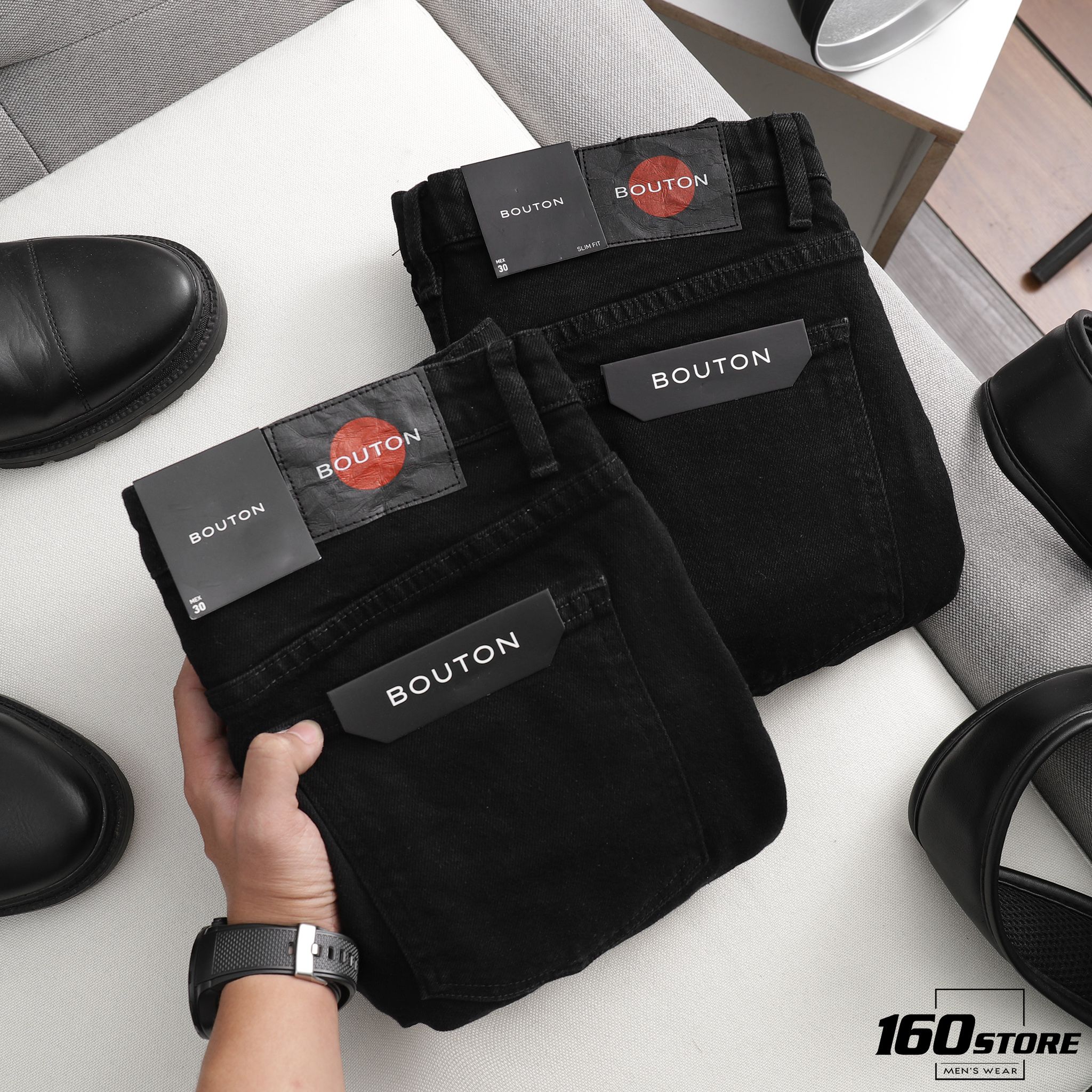 Quần jeans BOUTON Black Slim