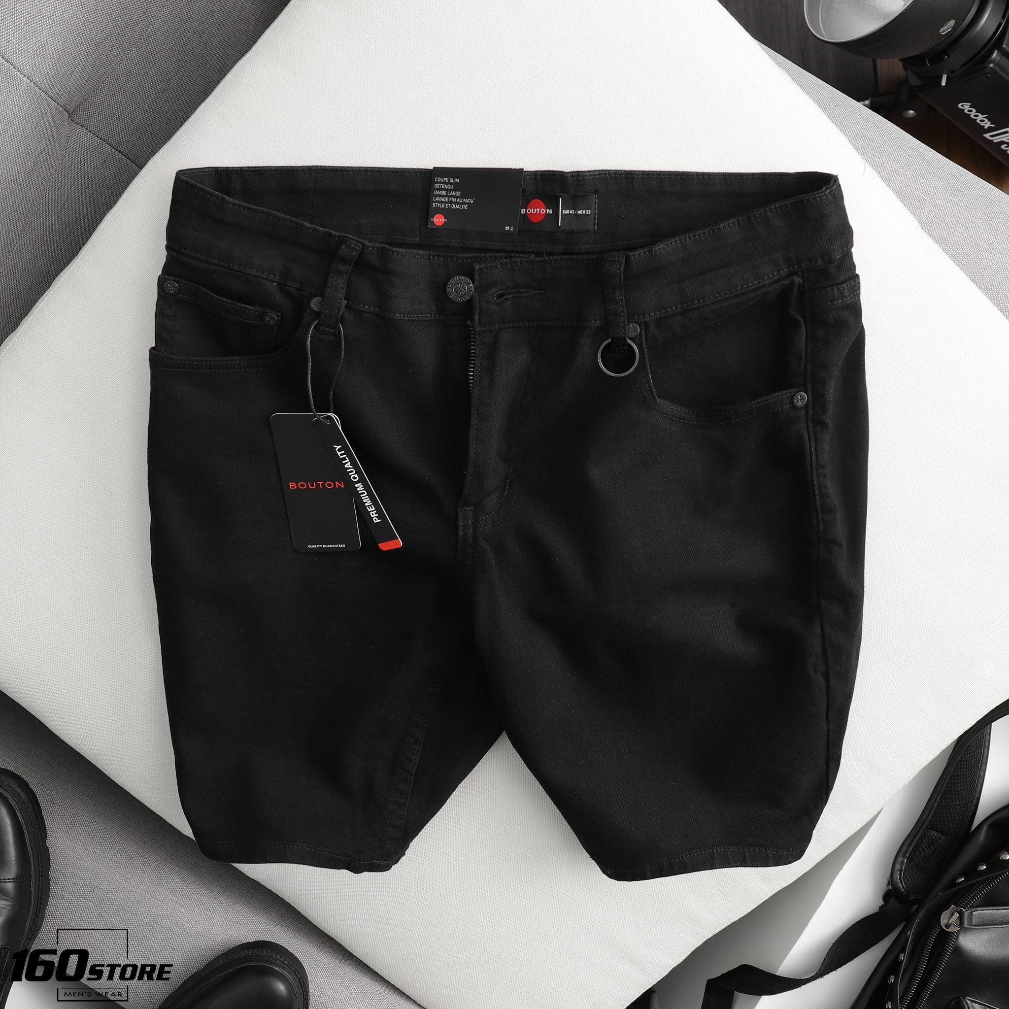 Quần short jeans BOUTON slim