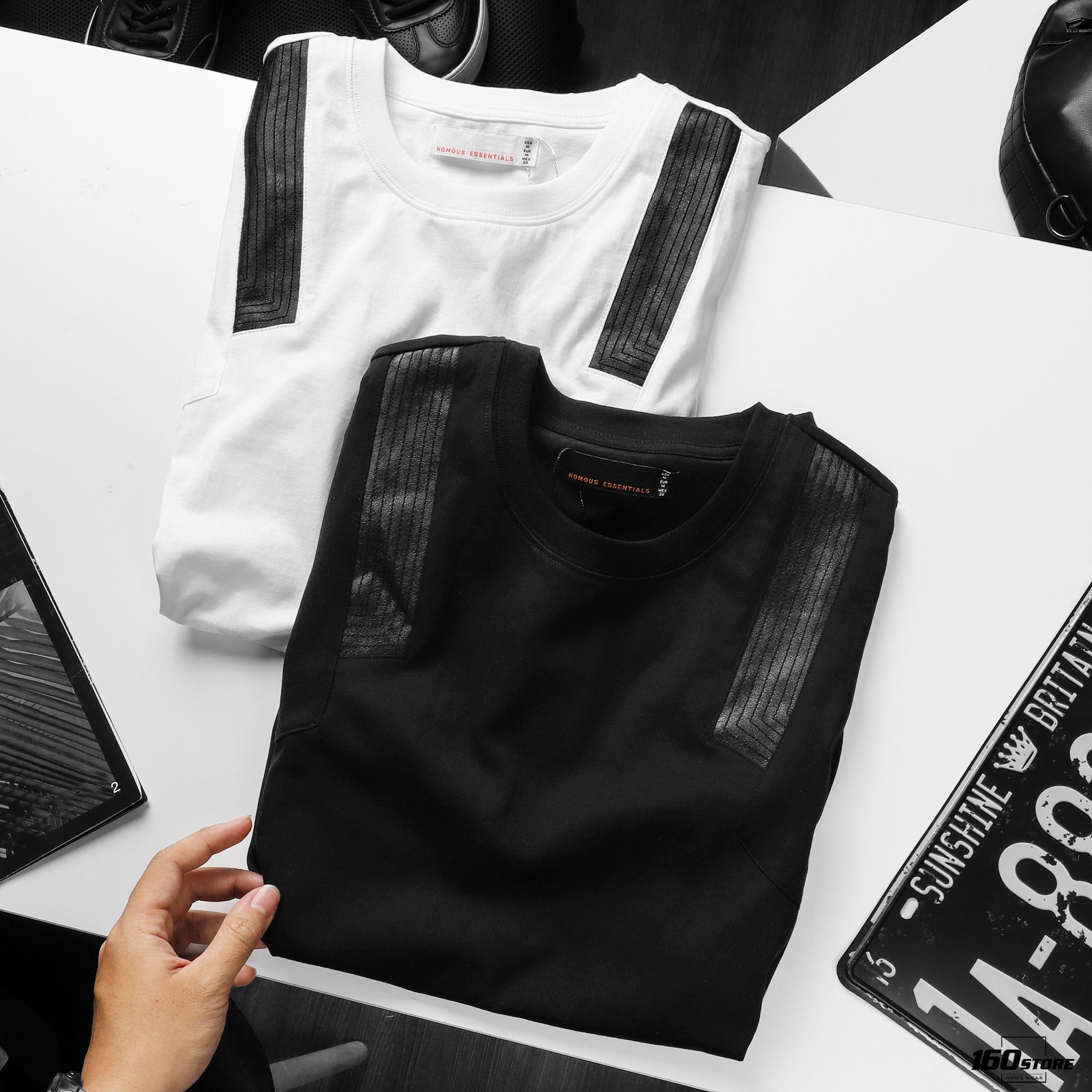 Áo thun Nomous Essentials w leather details