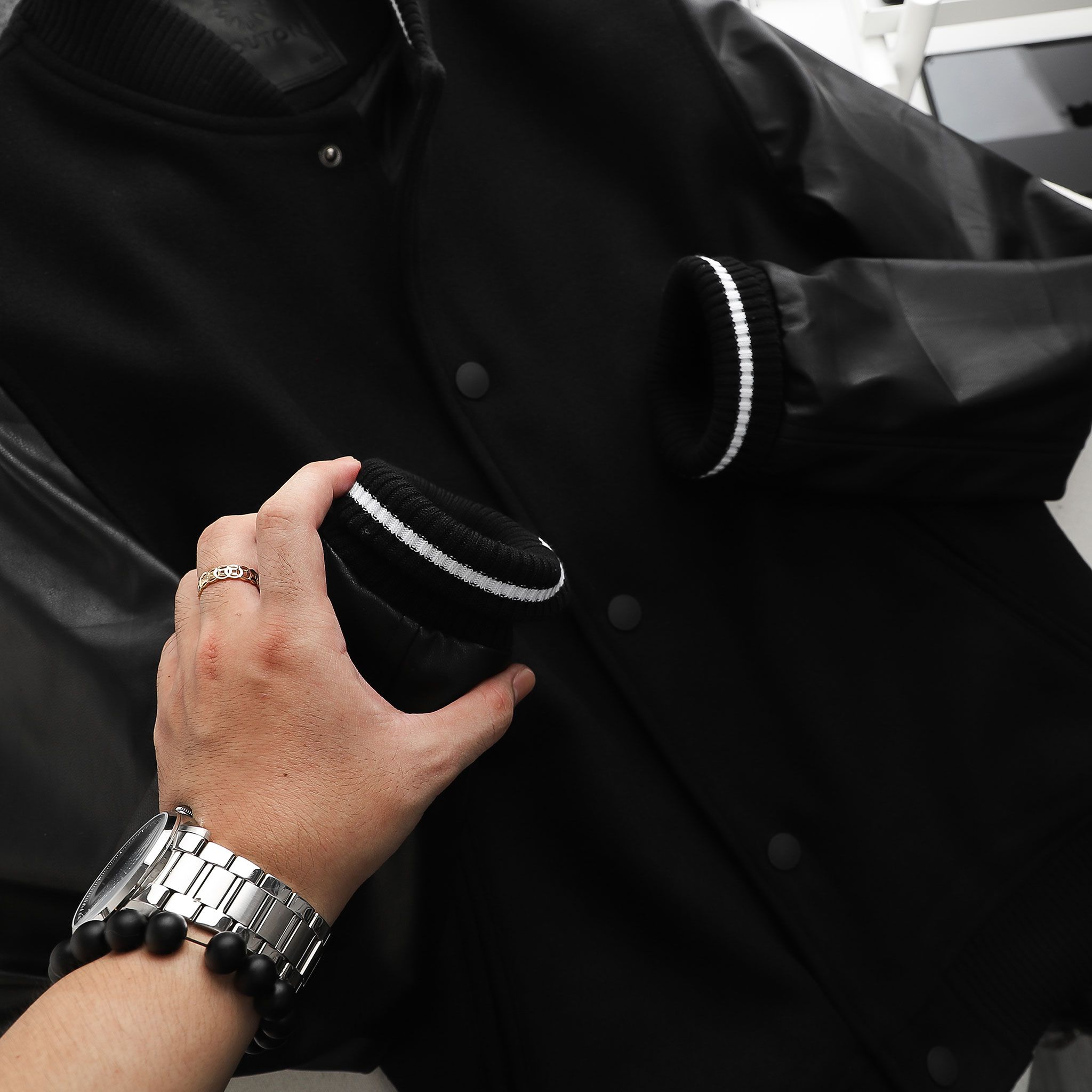 Áo khoác bomber BOUTON w leather