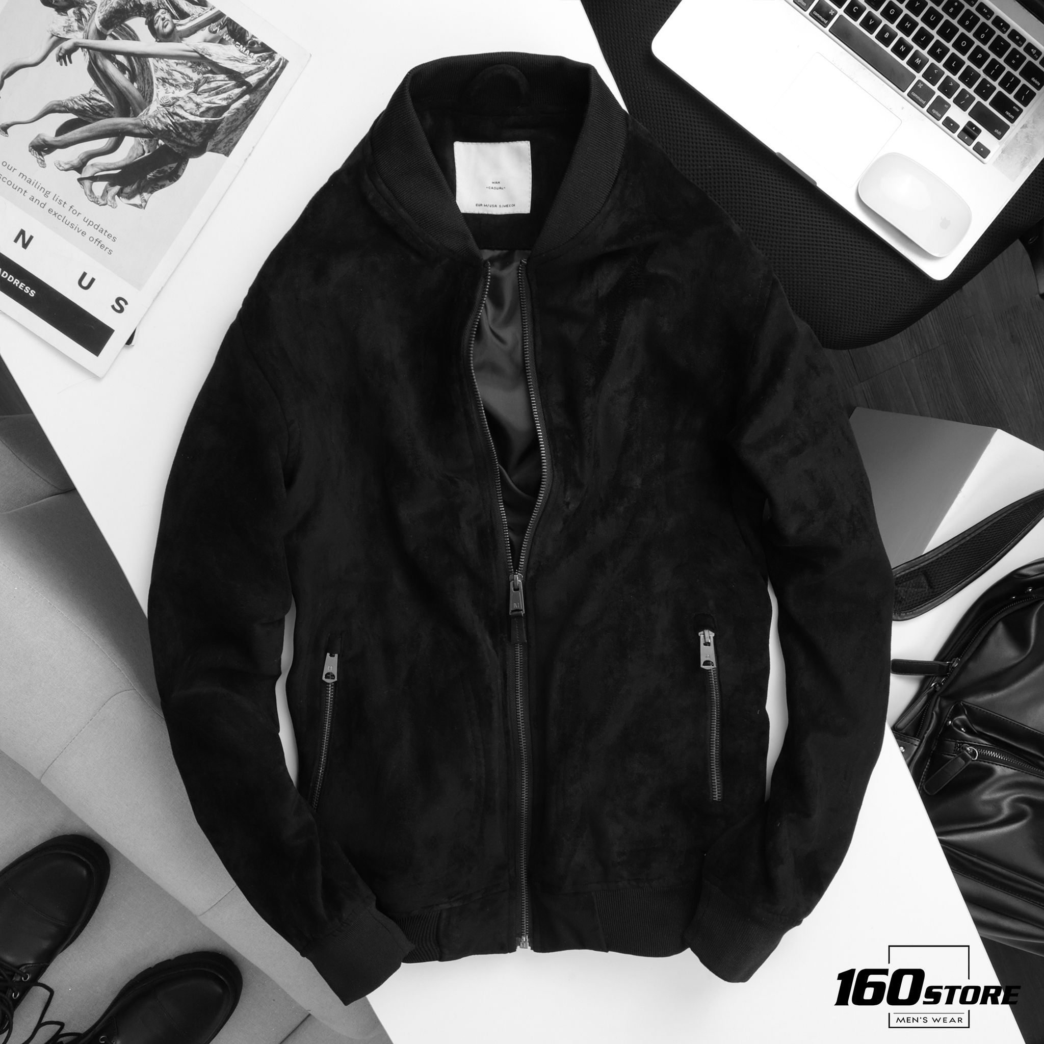 Áo khoác bomber M.N.G suede