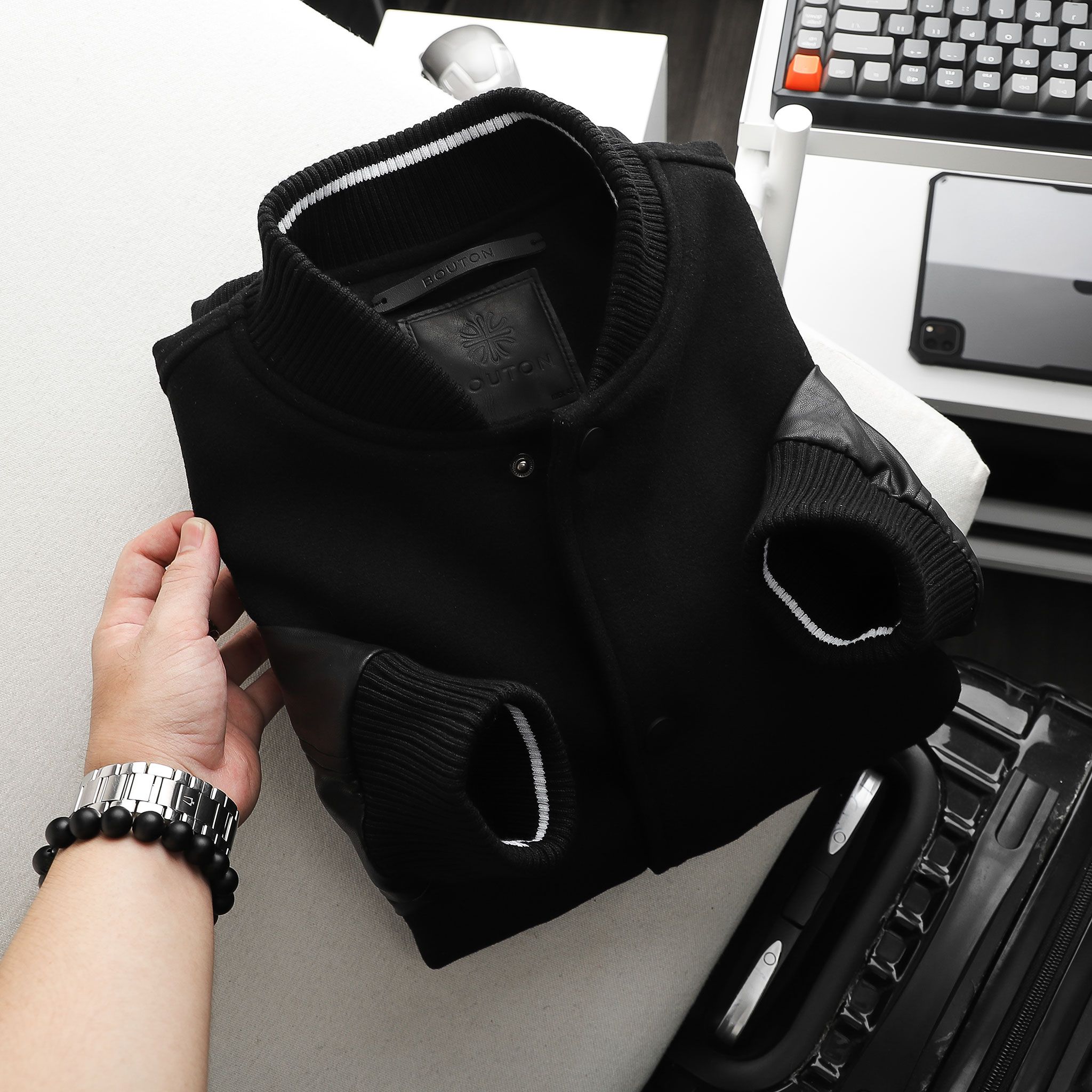 Áo khoác bomber BOUTON w leather