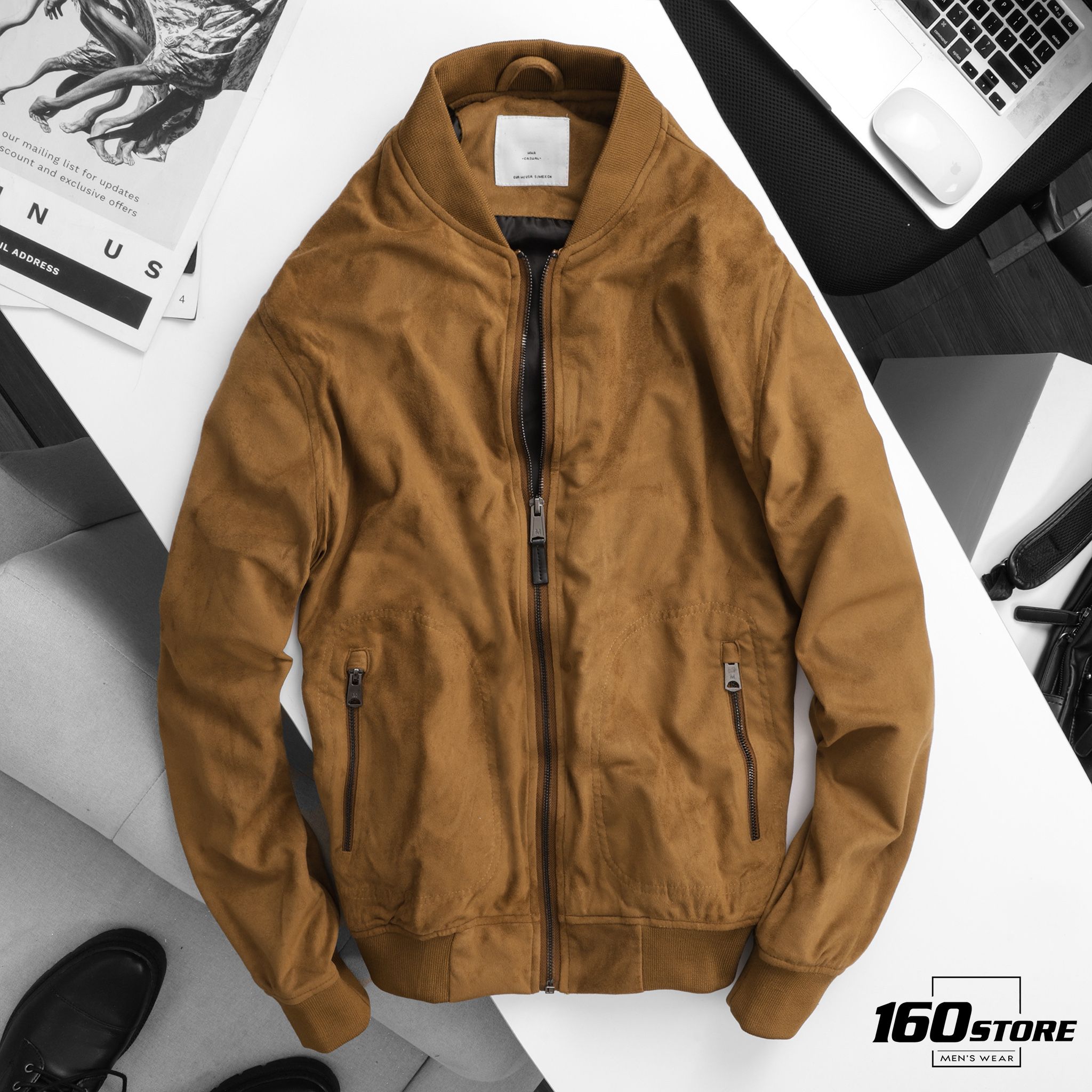 Áo khoác bomber M.N.G suede