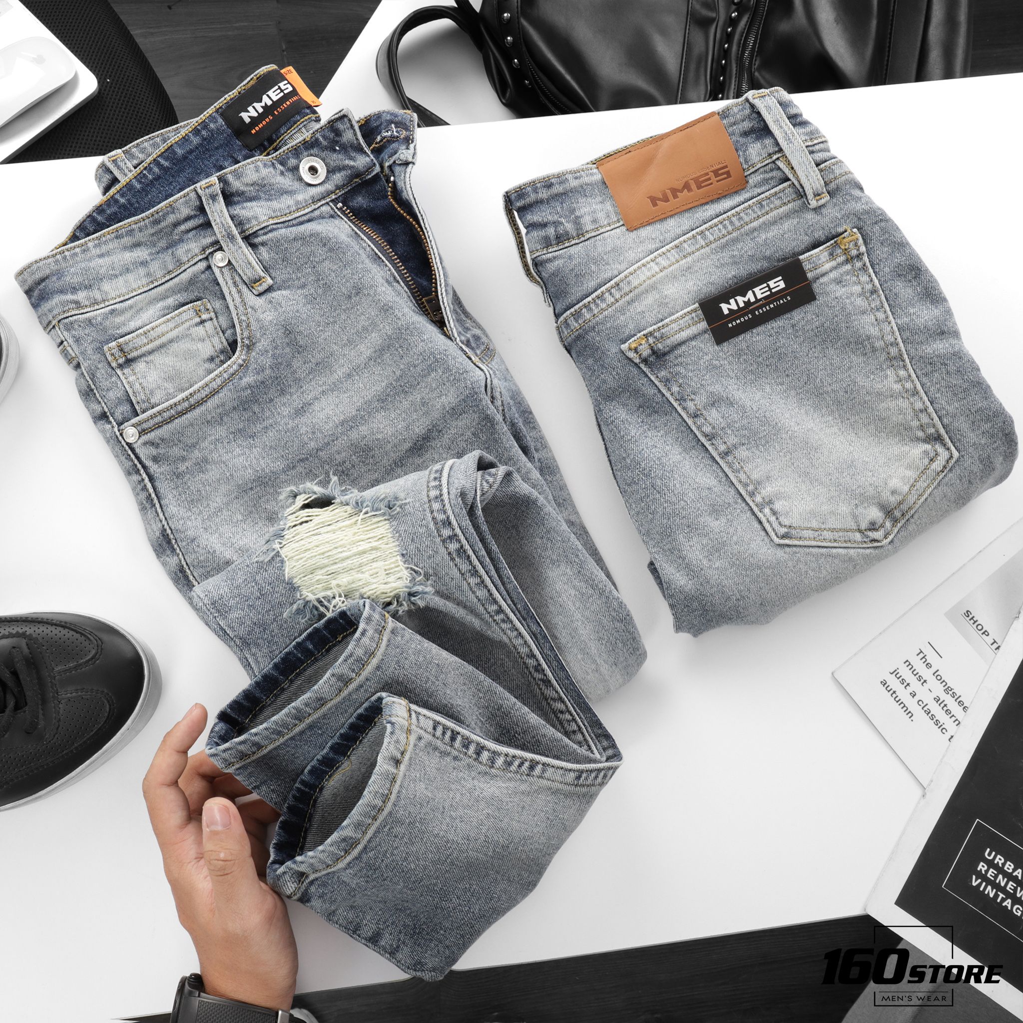 Quần jeans NOMOUS ESSENTIALS Ripped wash