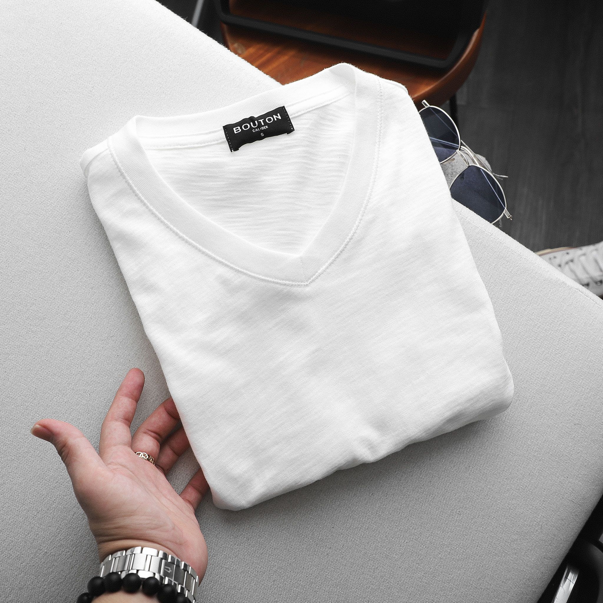 Áo Thun BOUTON V-neck Plain