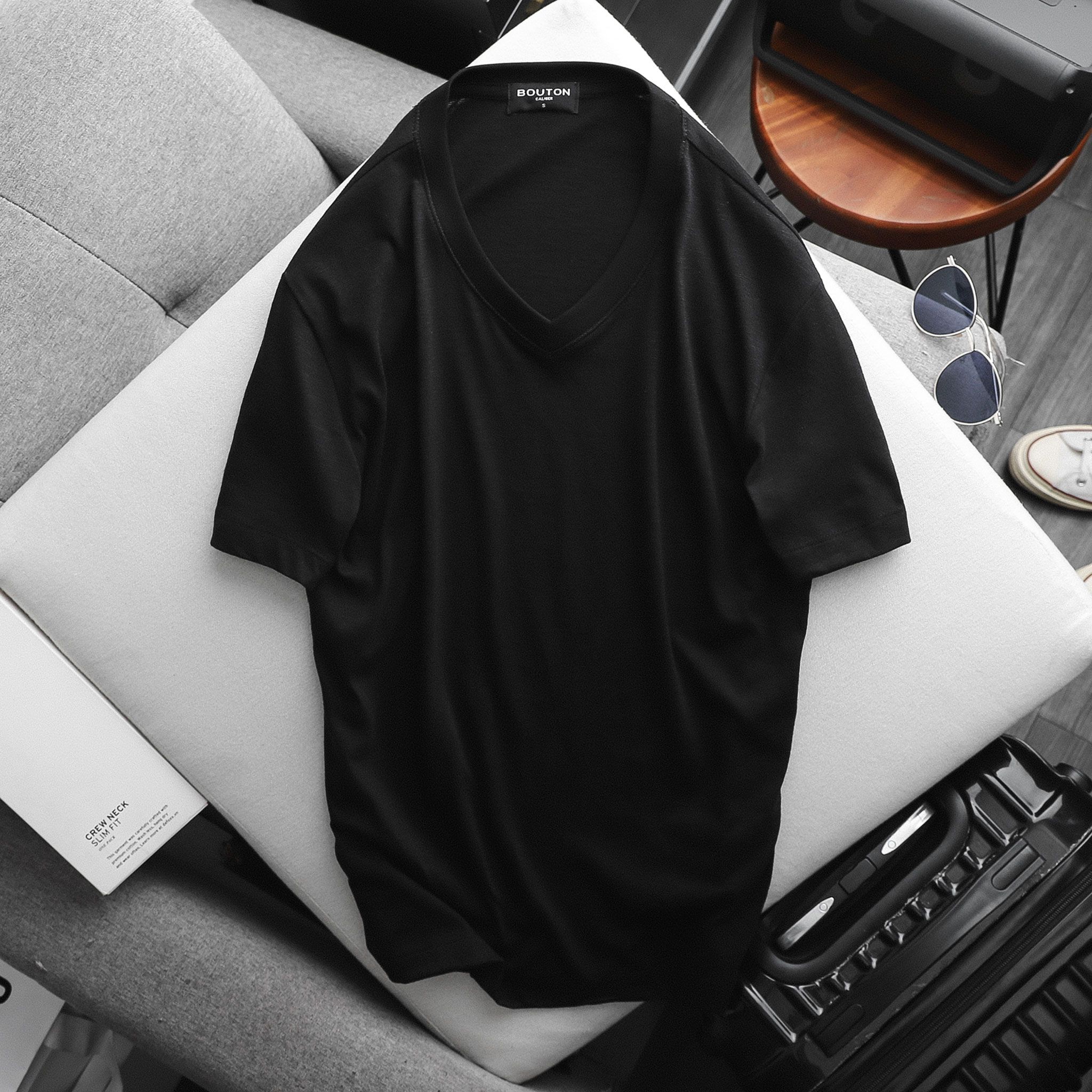 Áo Thun BOUTON V-neck Plain