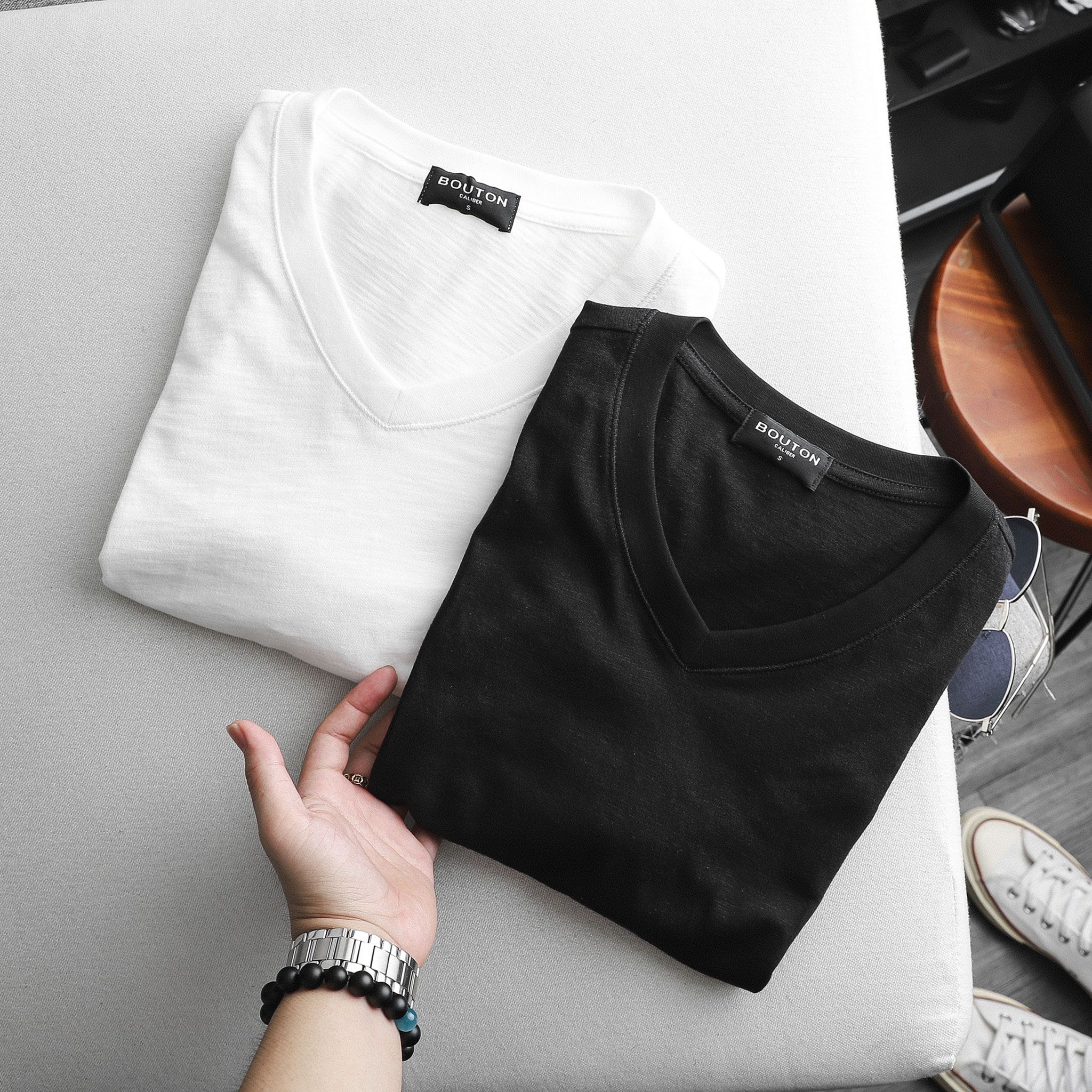 Áo Thun BOUTON V-neck Plain