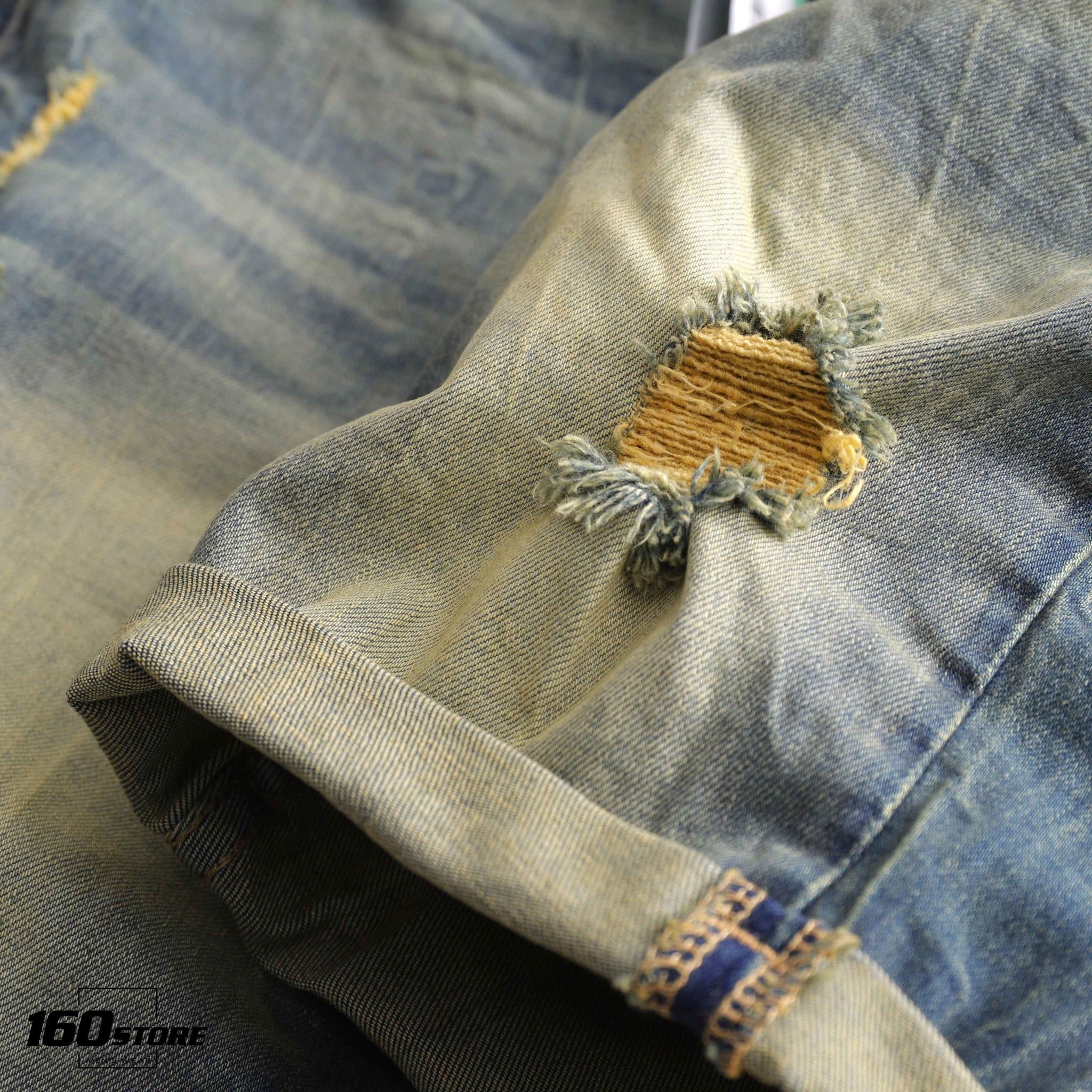 Quần short jeans BOUTON dark blue