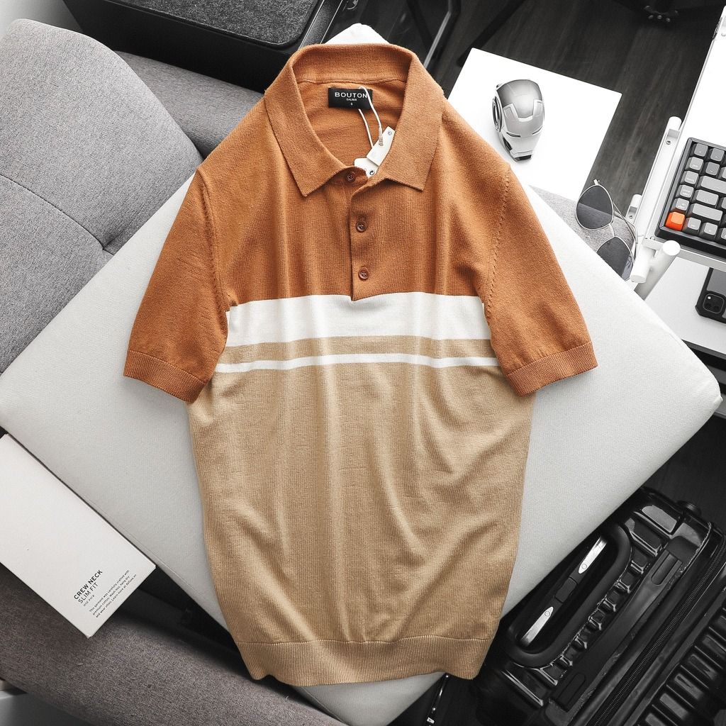 Áo polo len BOUTON striped