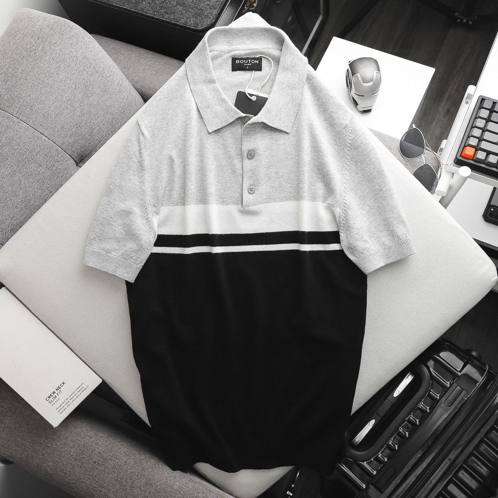 Áo polo len BOUTON striped