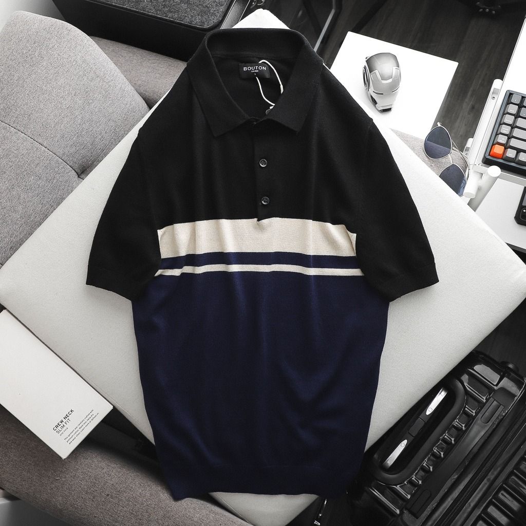 Áo polo len BOUTON striped
