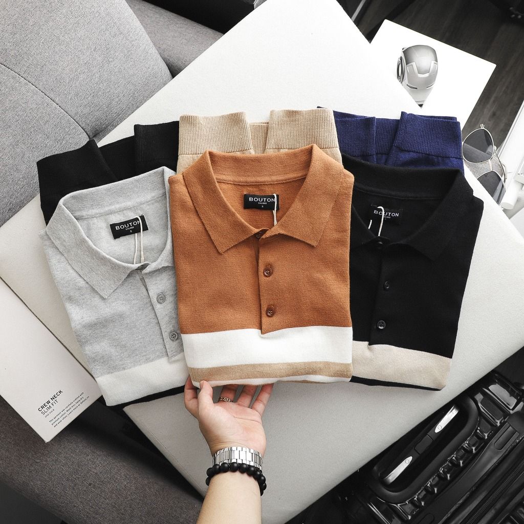 Áo polo len BOUTON striped
