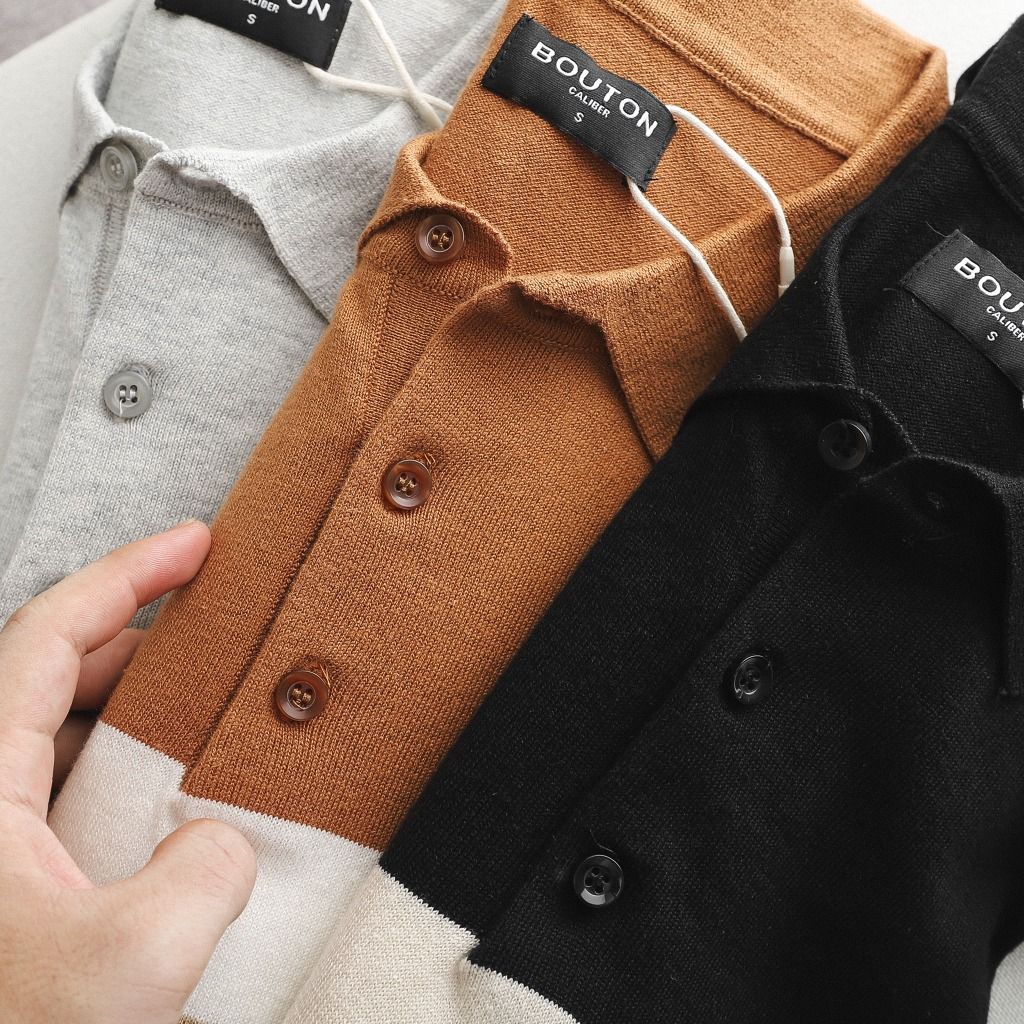 Áo polo len BOUTON striped