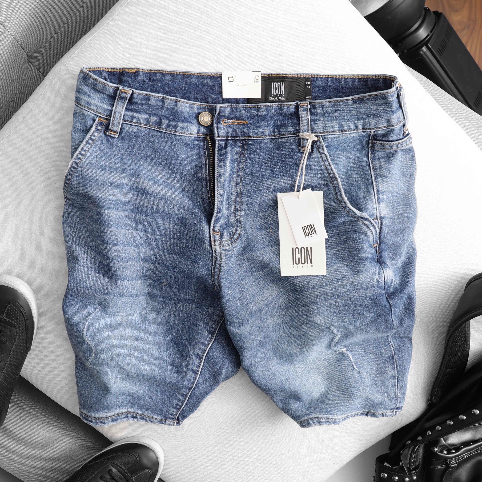 Quần short jeans ICON DENIM wash