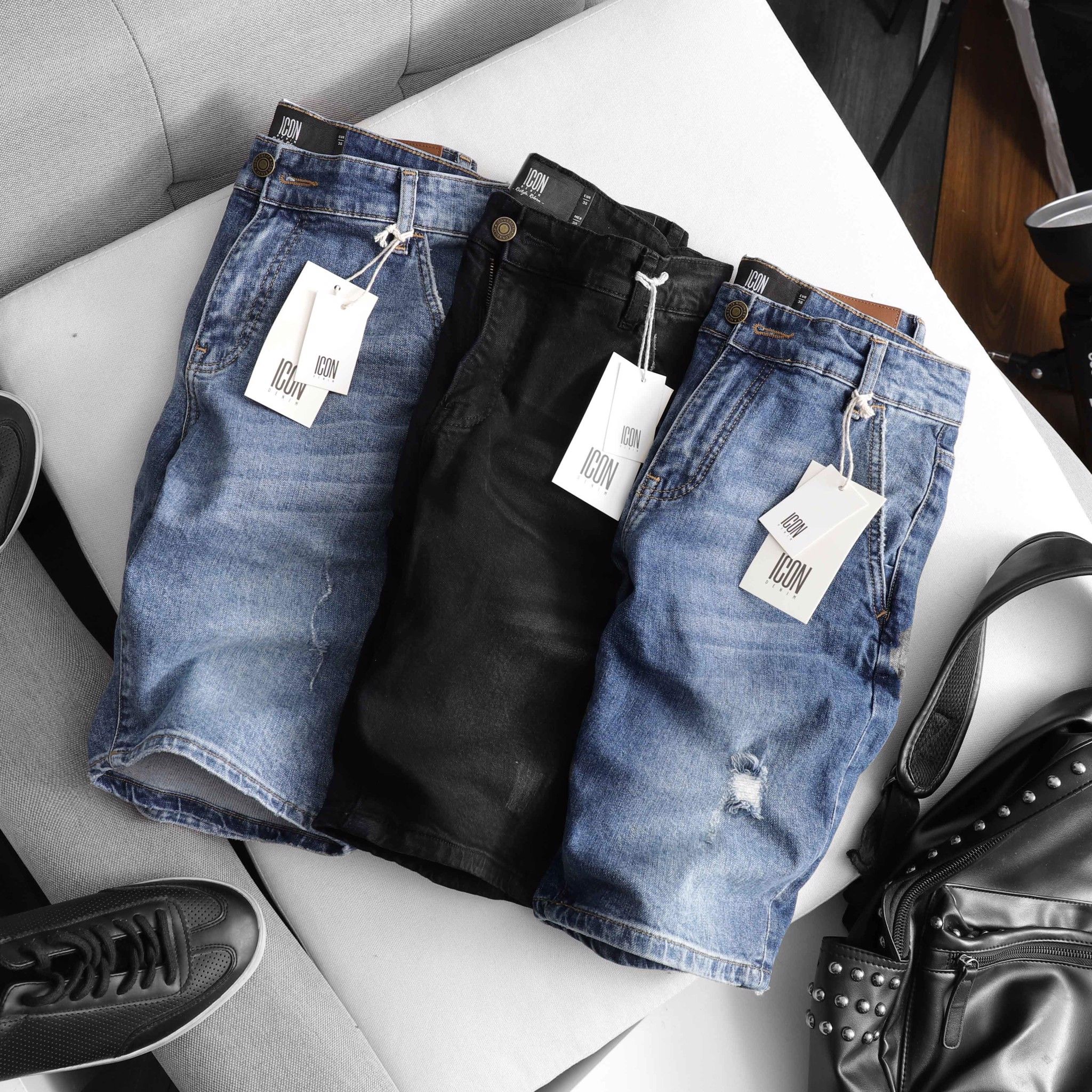 Quần short jeans ICON DENIM wash