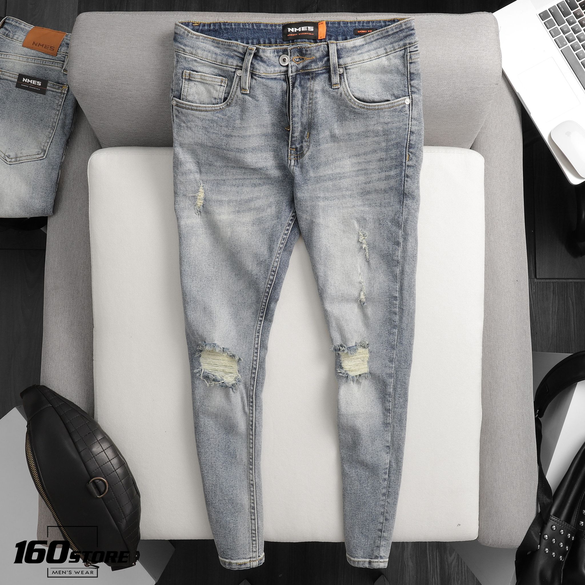 Quần jeans NOMOUS ESSENTIALS Ripped wash