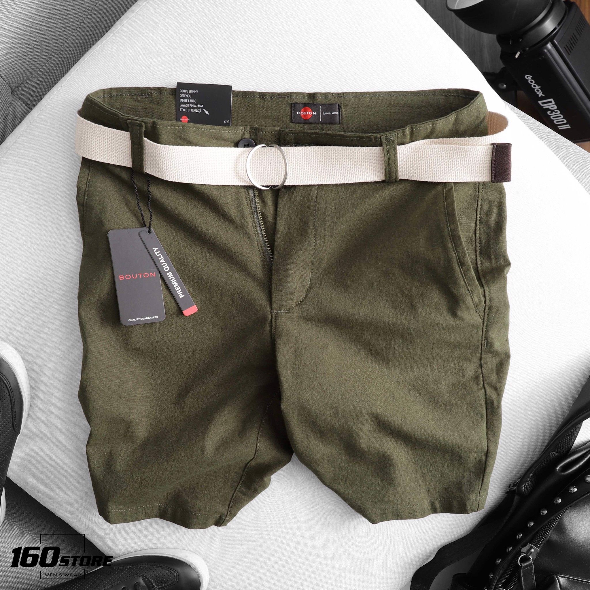 Quần short linen BOUTON belt ss21