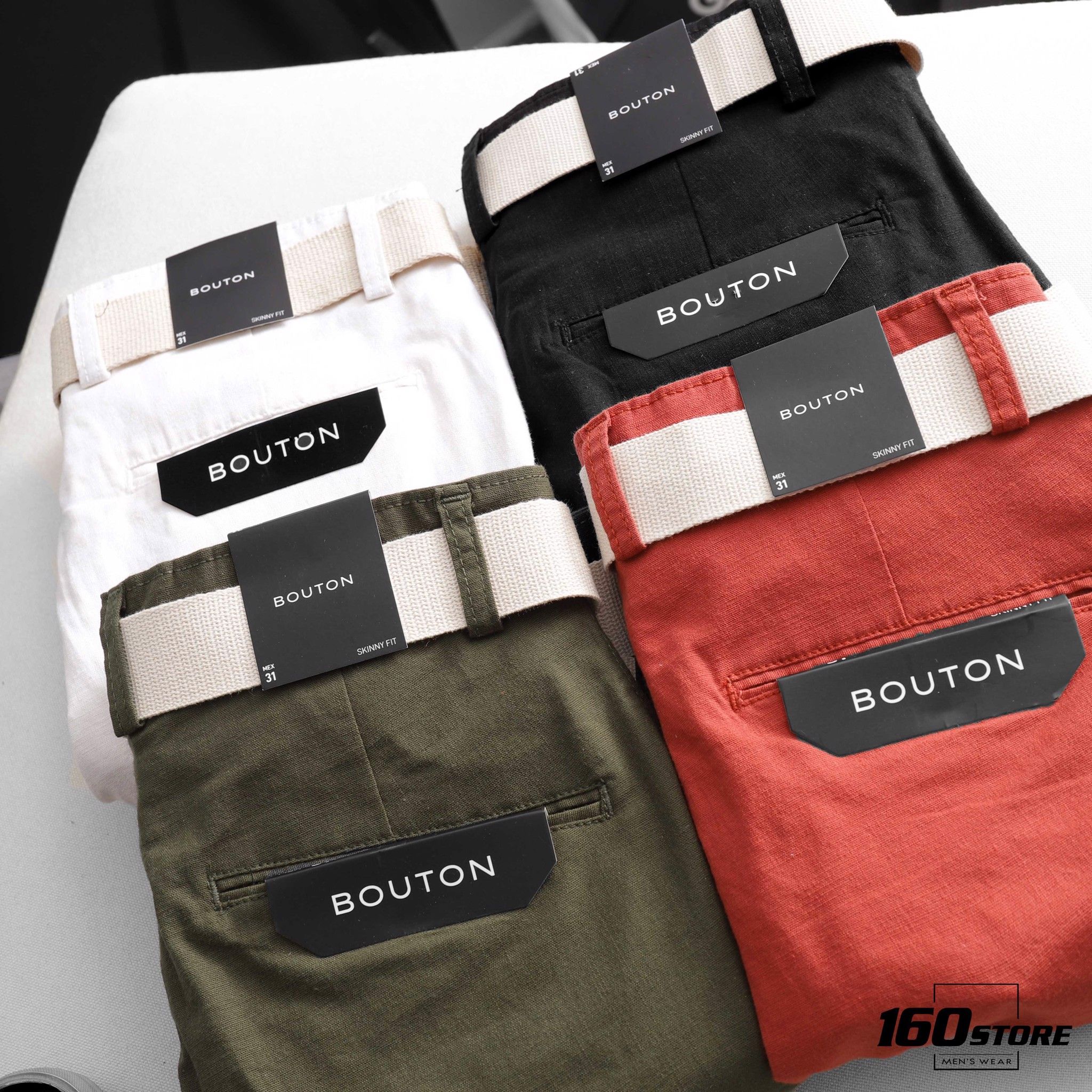 Quần short linen BOUTON belt ss21