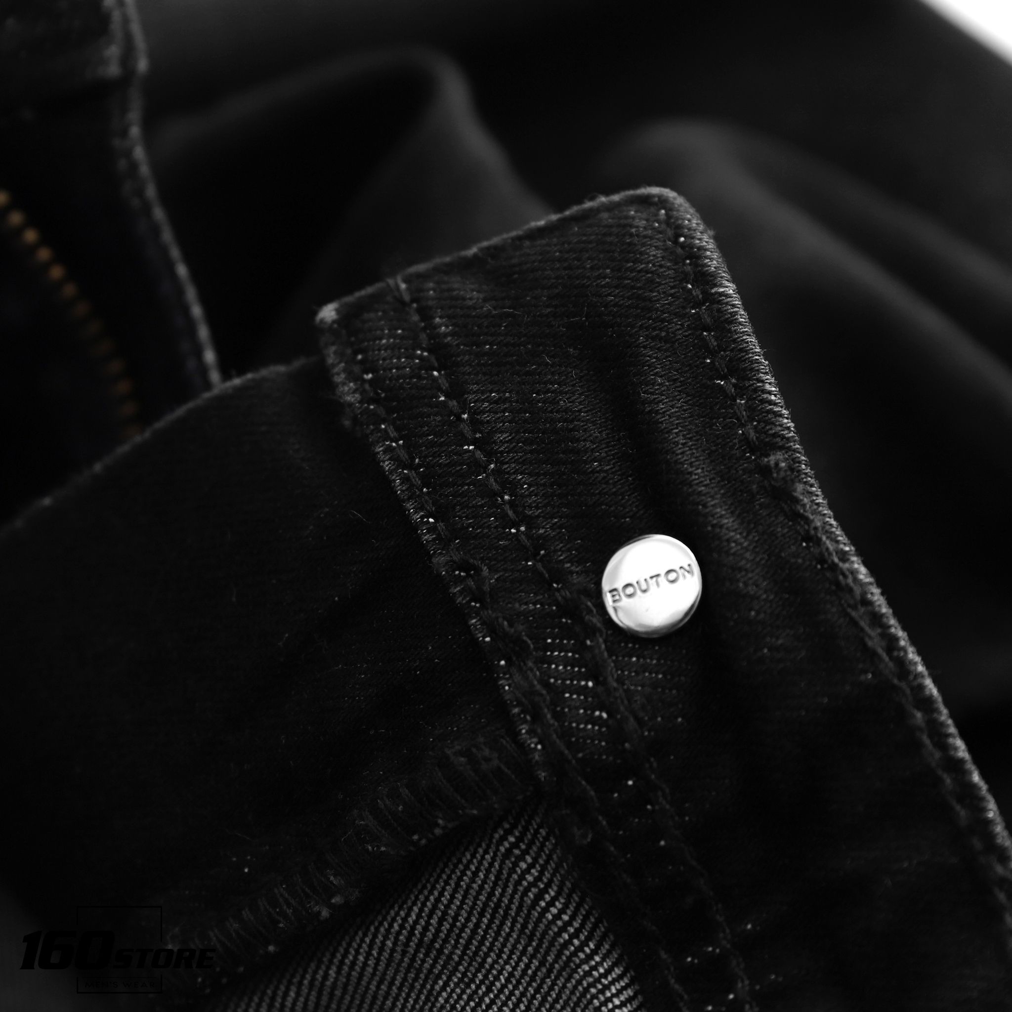 Quần jeans BOUTON dark grey slim rách