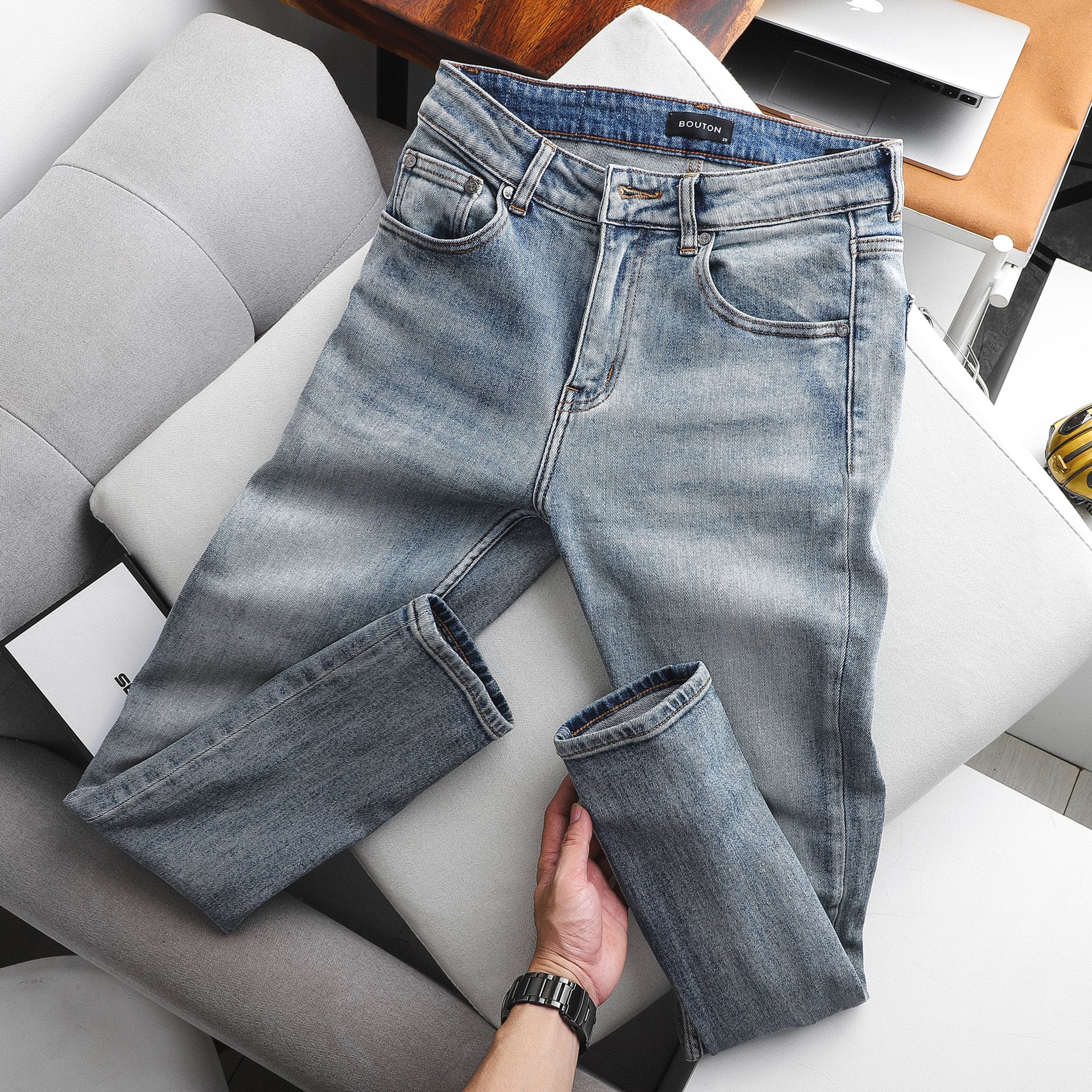 Quần Jeans BOUTON Mix Blue Skinny