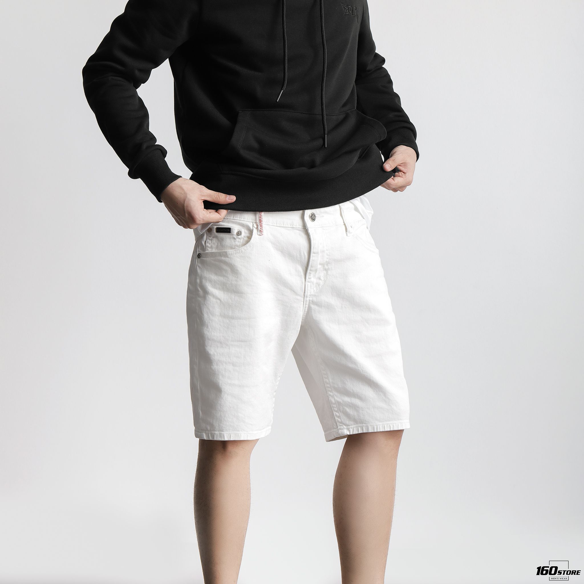 Quần short jeans BOUTON w details