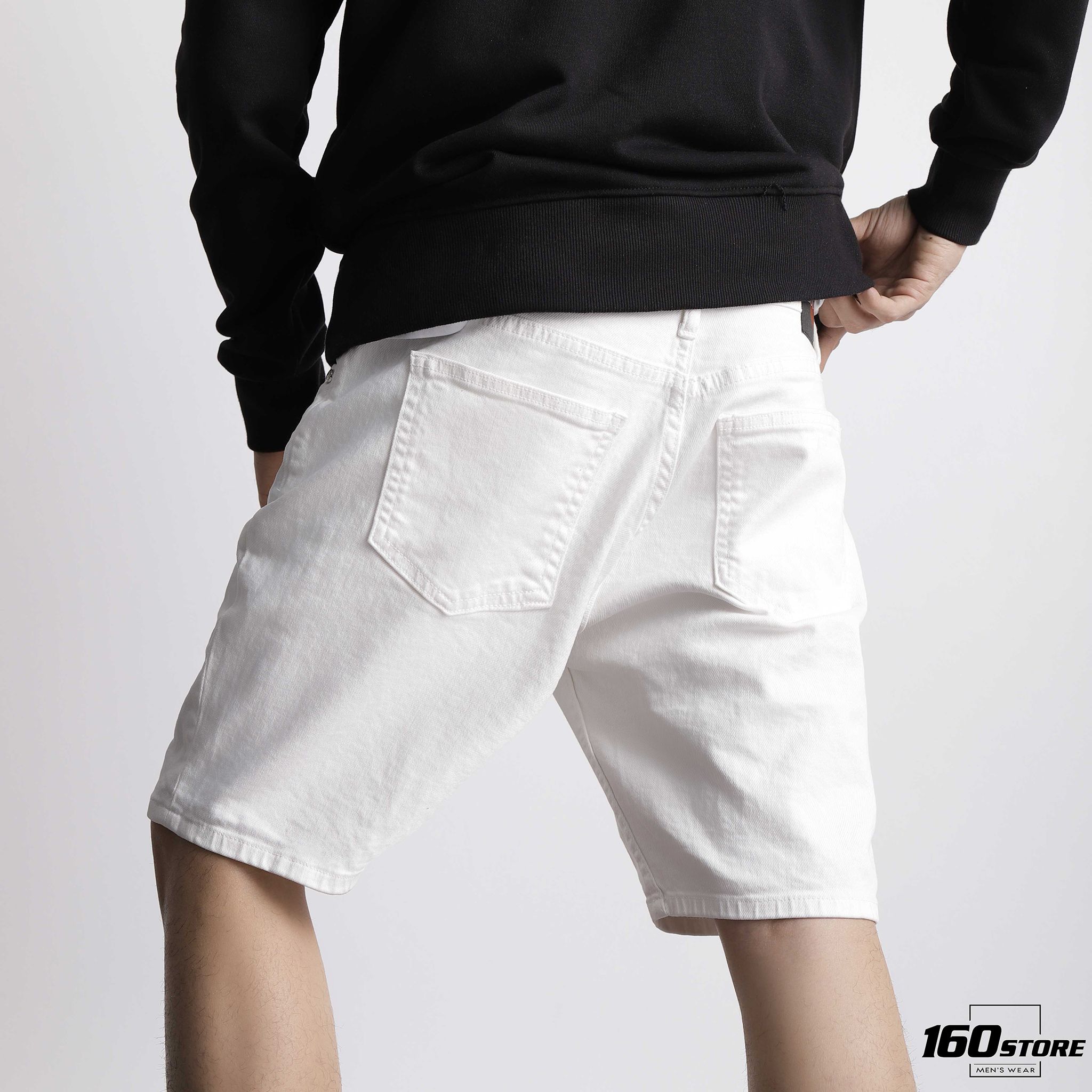 Quần short jeans BOUTON w details