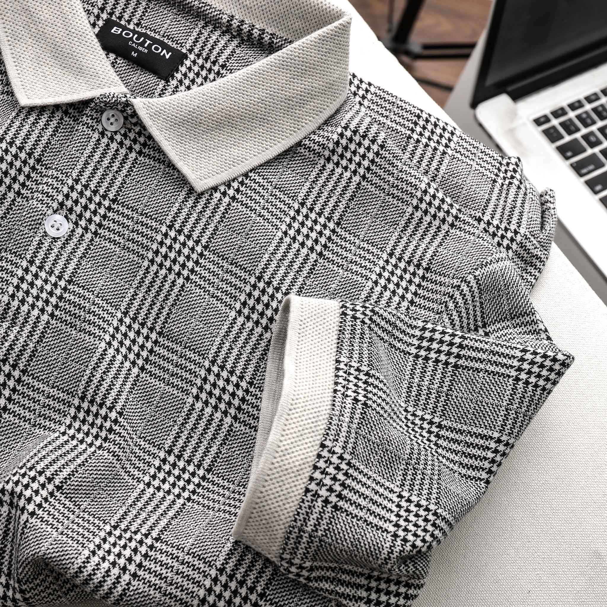 Áo polo BOUTON grey caro