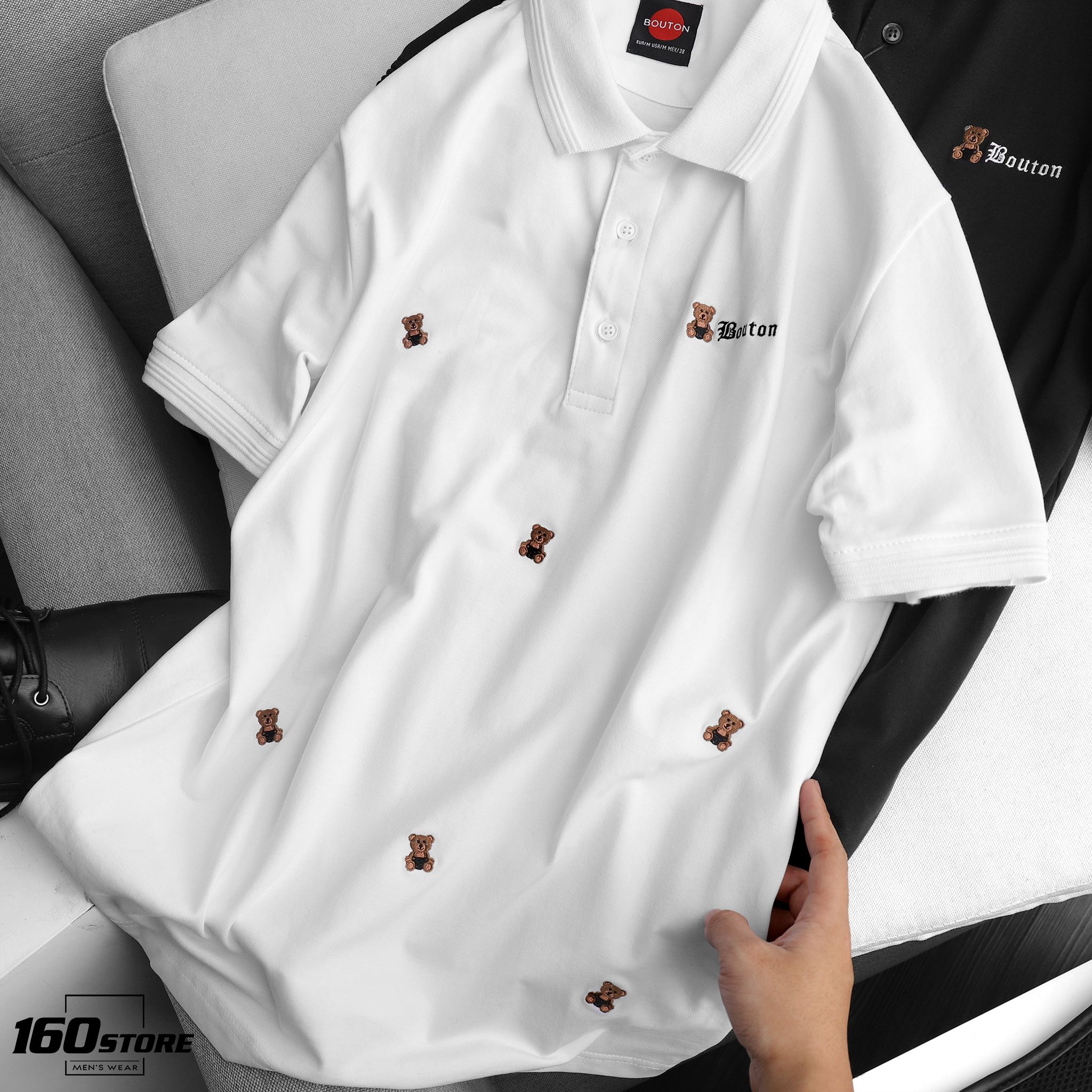 Áo polo BOUTON bear sticker