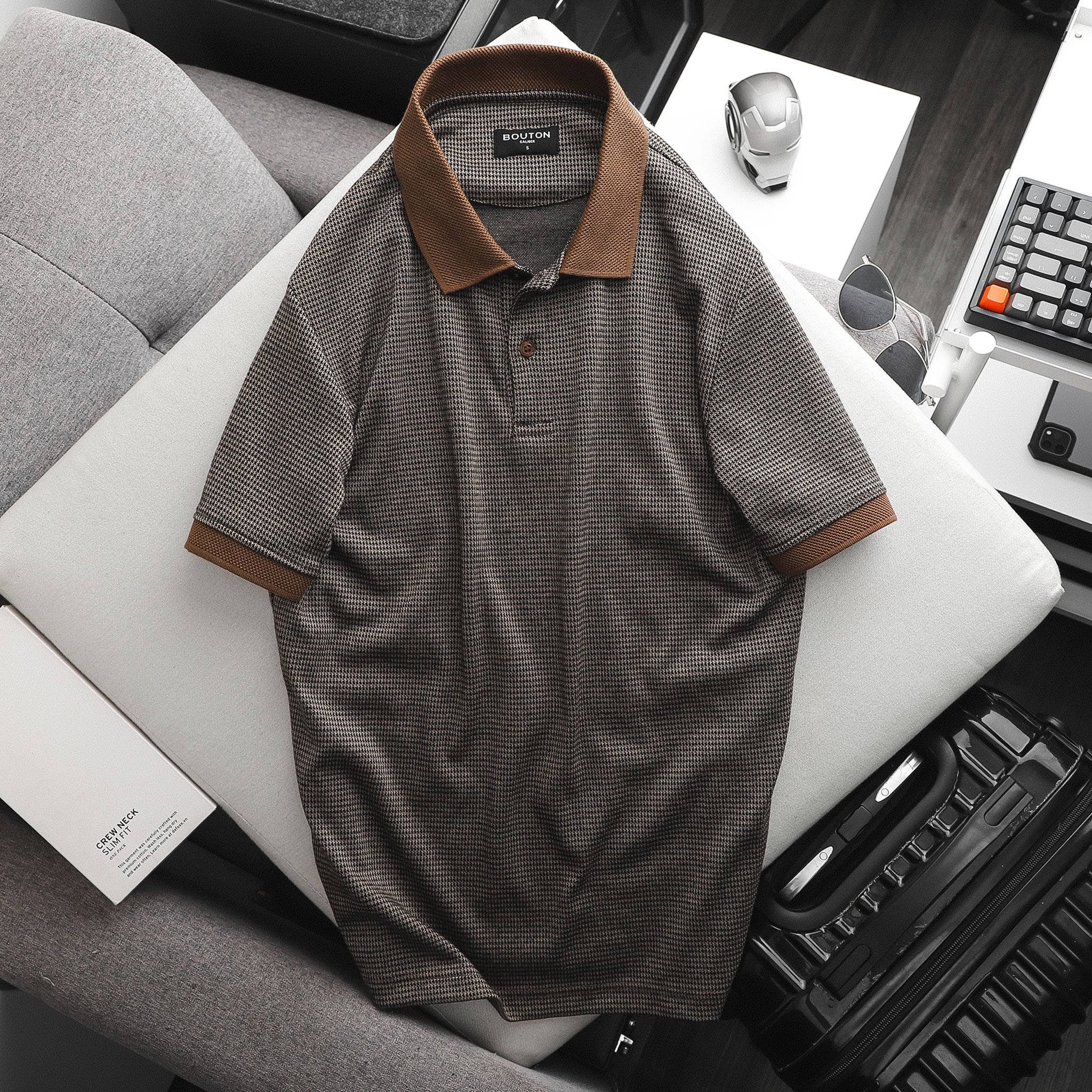 Áo Polo BOUTON Brown Caro