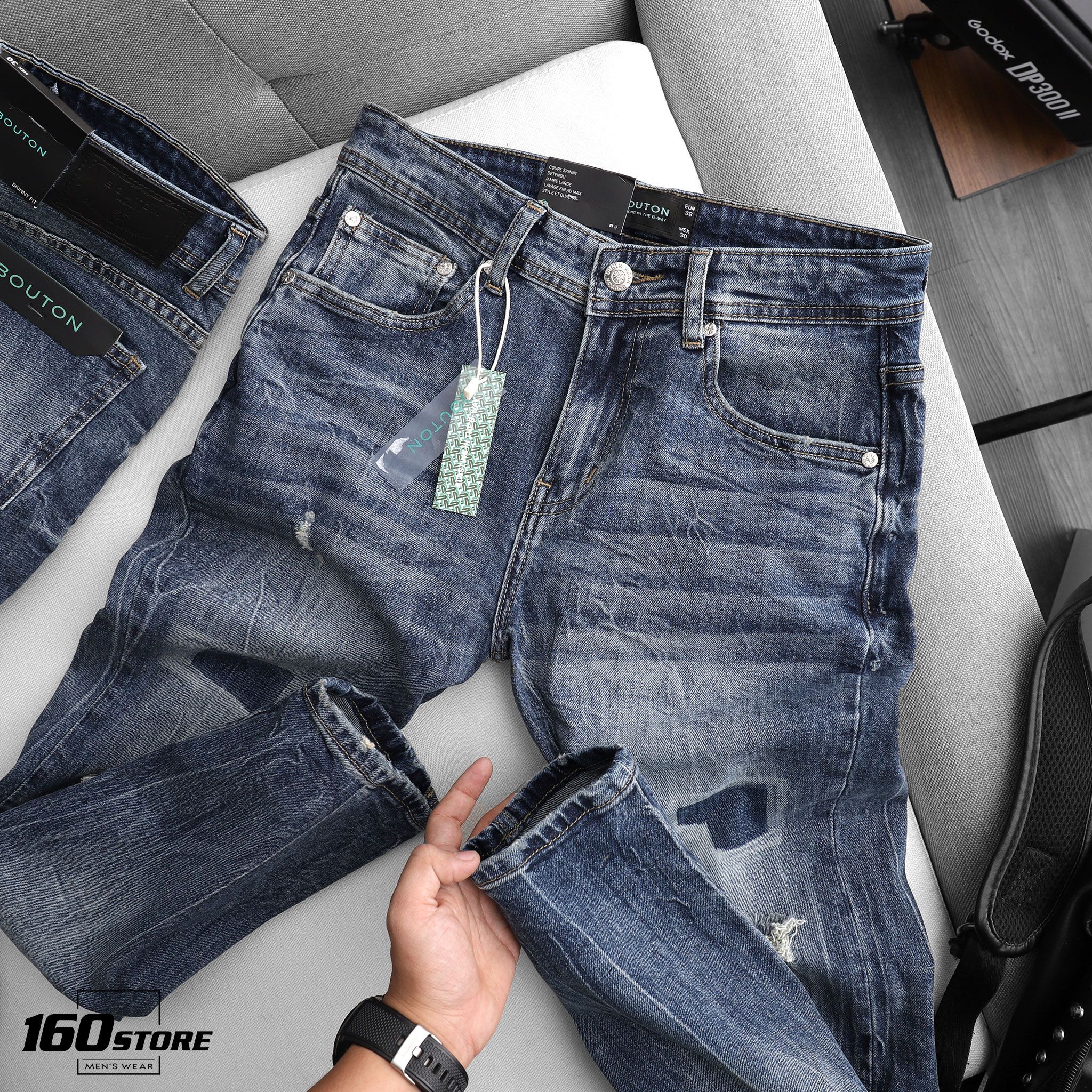 Quần jeans BOUTON Ripped wash skinny