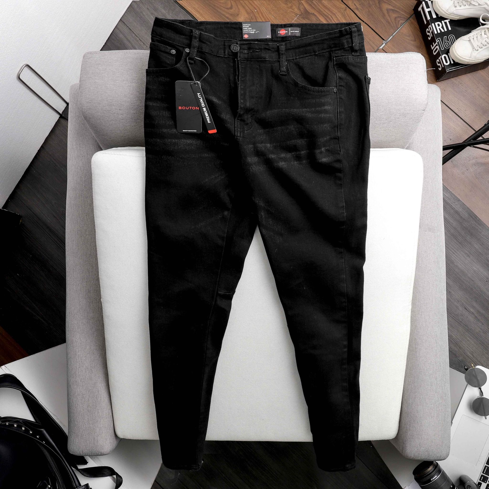 Quần jeans BOUTON dark grey slim