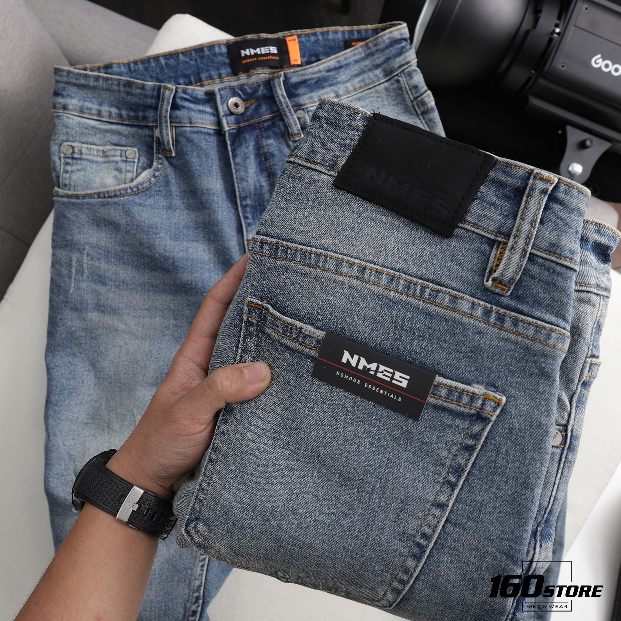 Quần jeans NOMOUS ESSENTIALS Blue Ripped