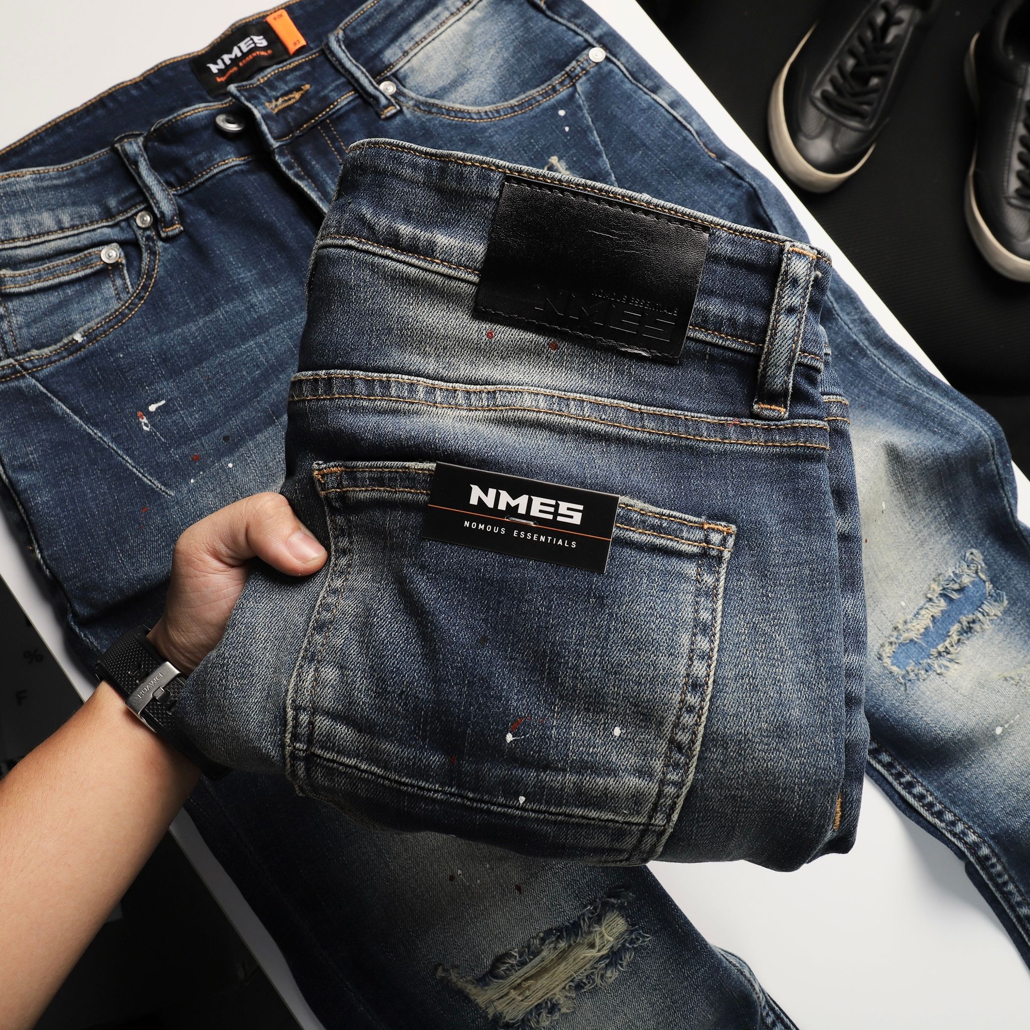 Quần jeans NOMOUS ESENTIALS paint splatter skinny
