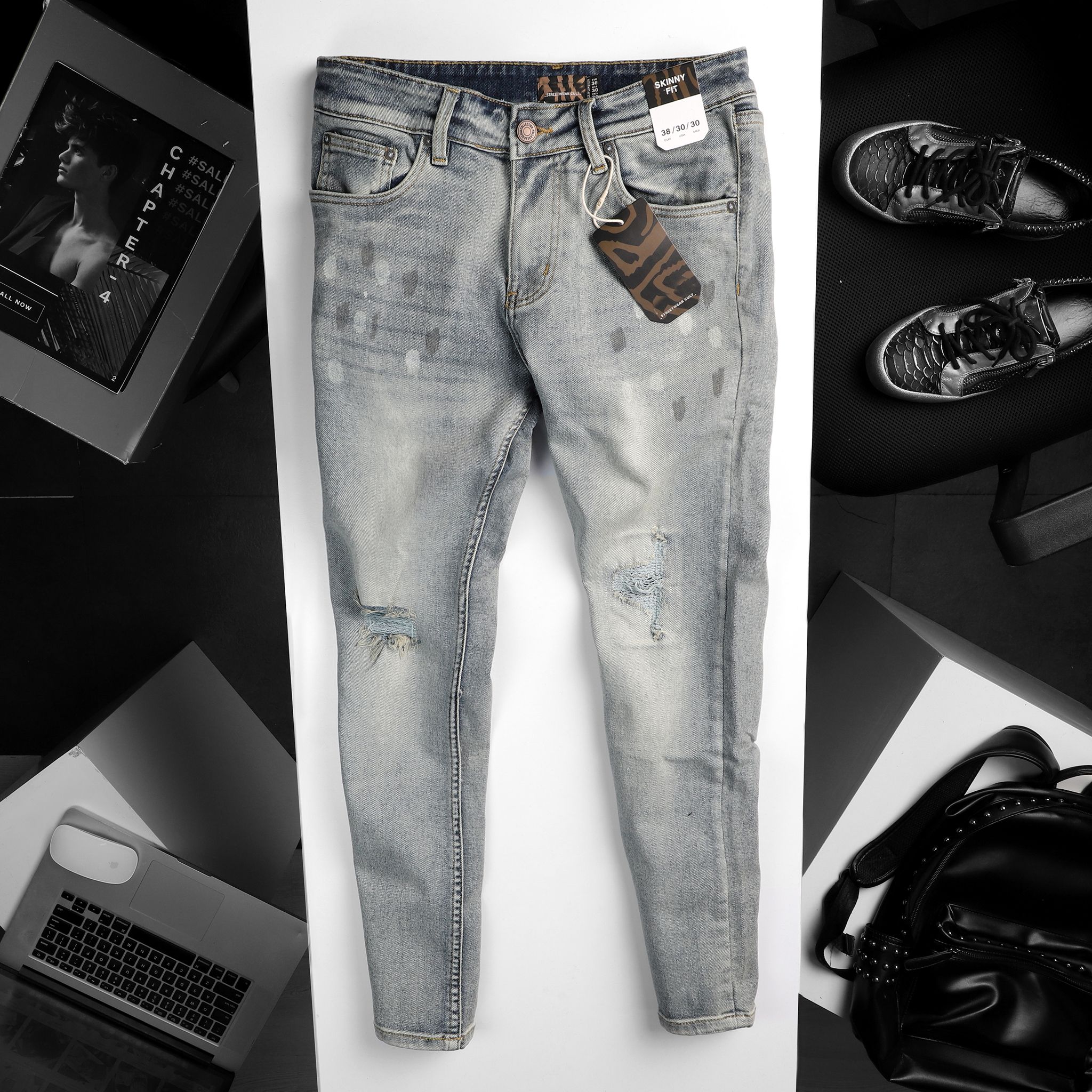 Quần jeans P.B rách skinny