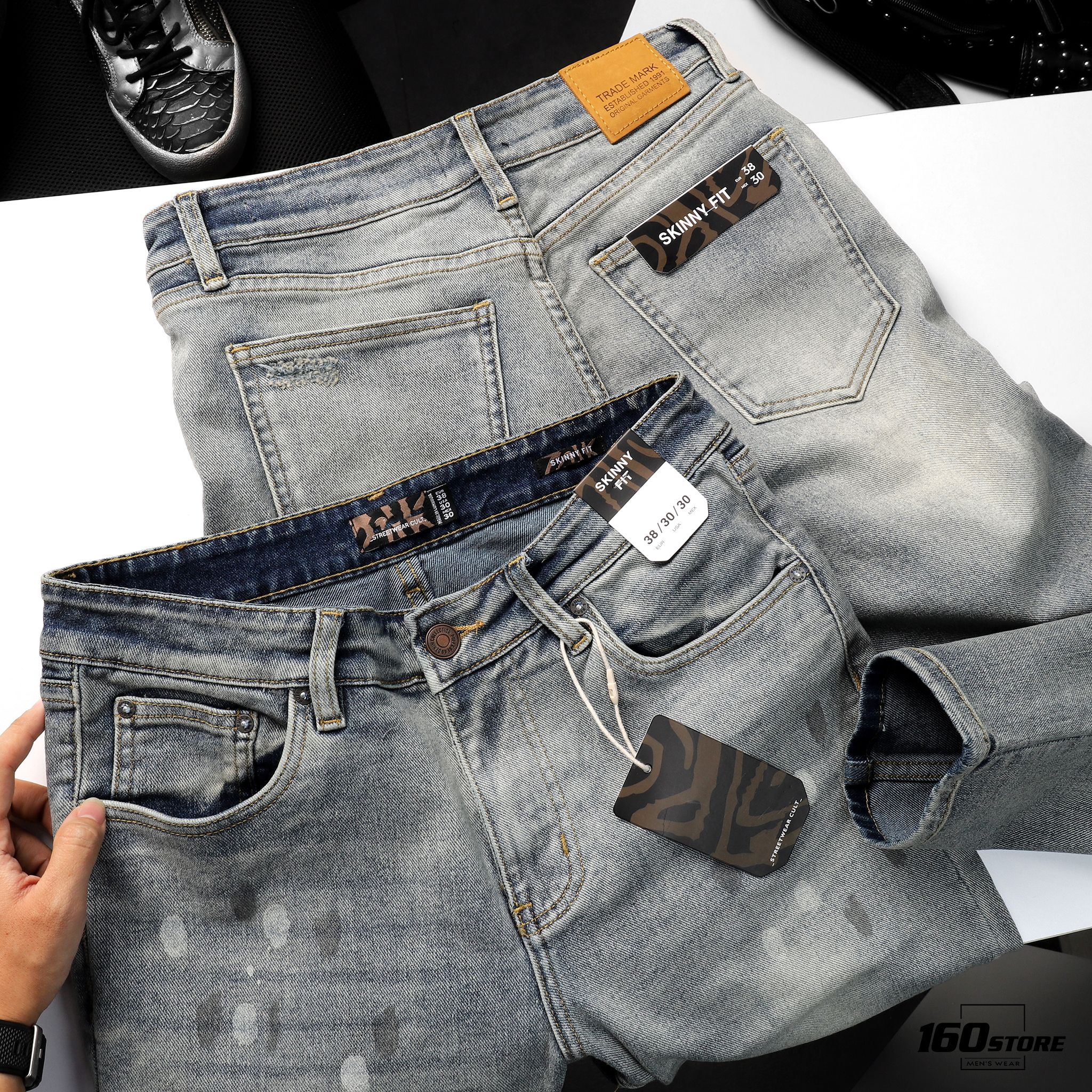 Quần jeans P.B rách skinny