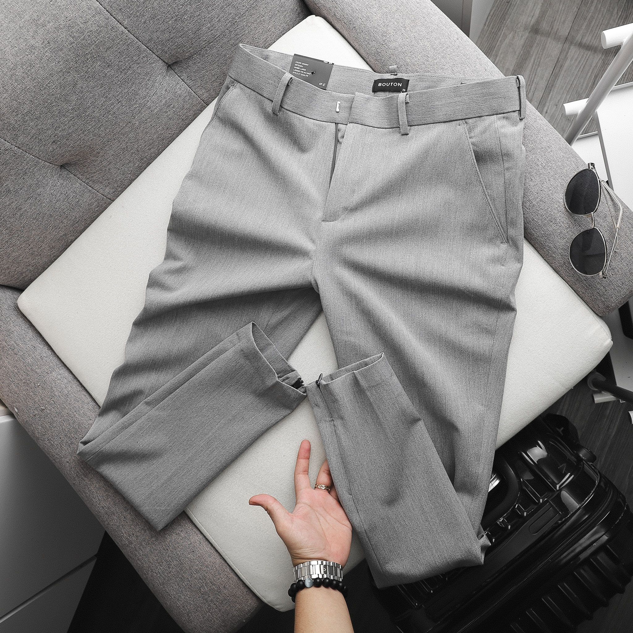 Quần tây BOUTON Grey zipper skinny