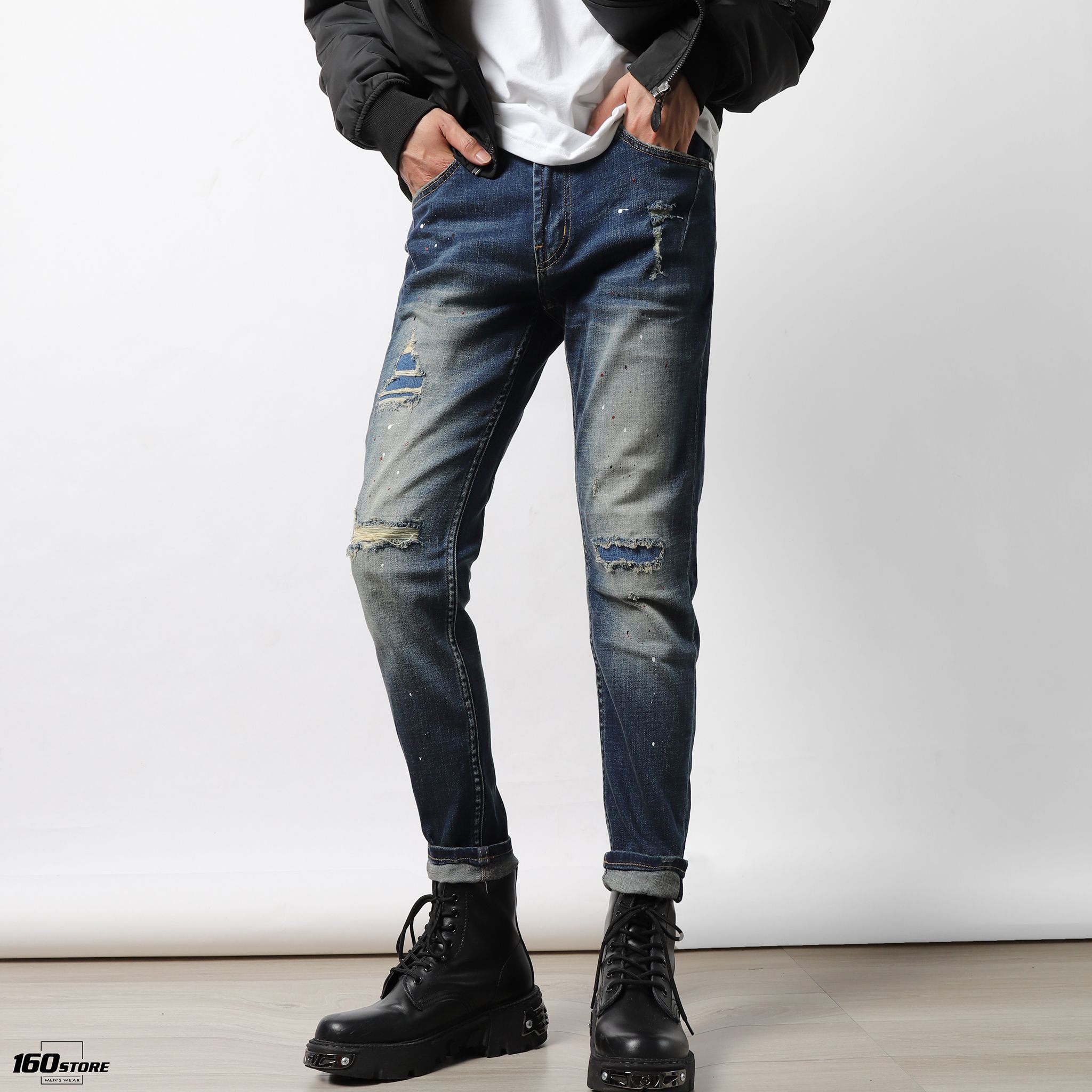 Quần jeans NOMOUS ESENTIALS paint splatter skinny