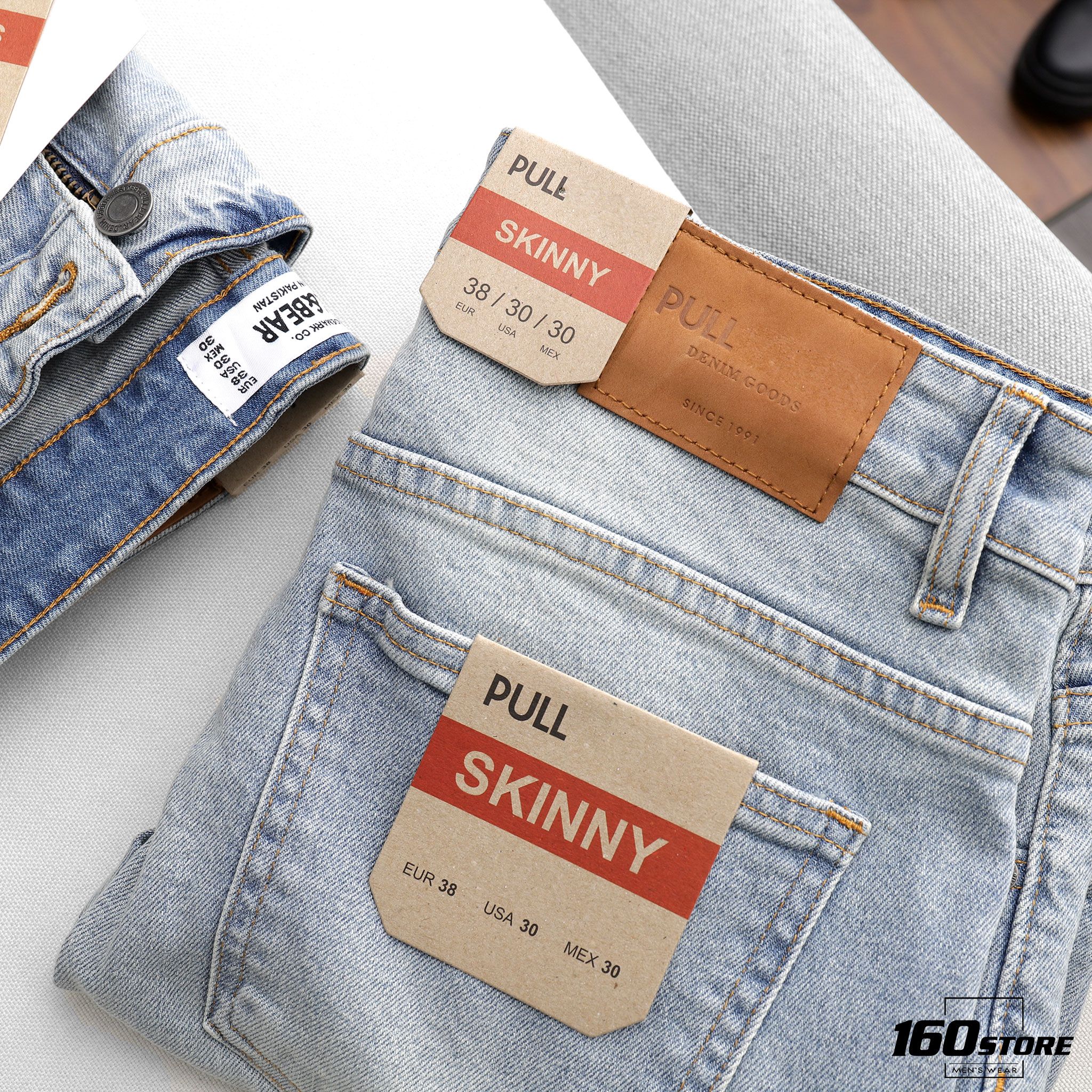 Quần jeans P.B light blue skinny rách