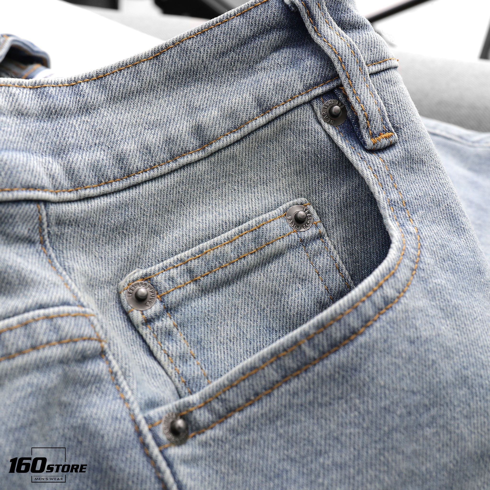 Quần jeans P.B light blue skinny rách