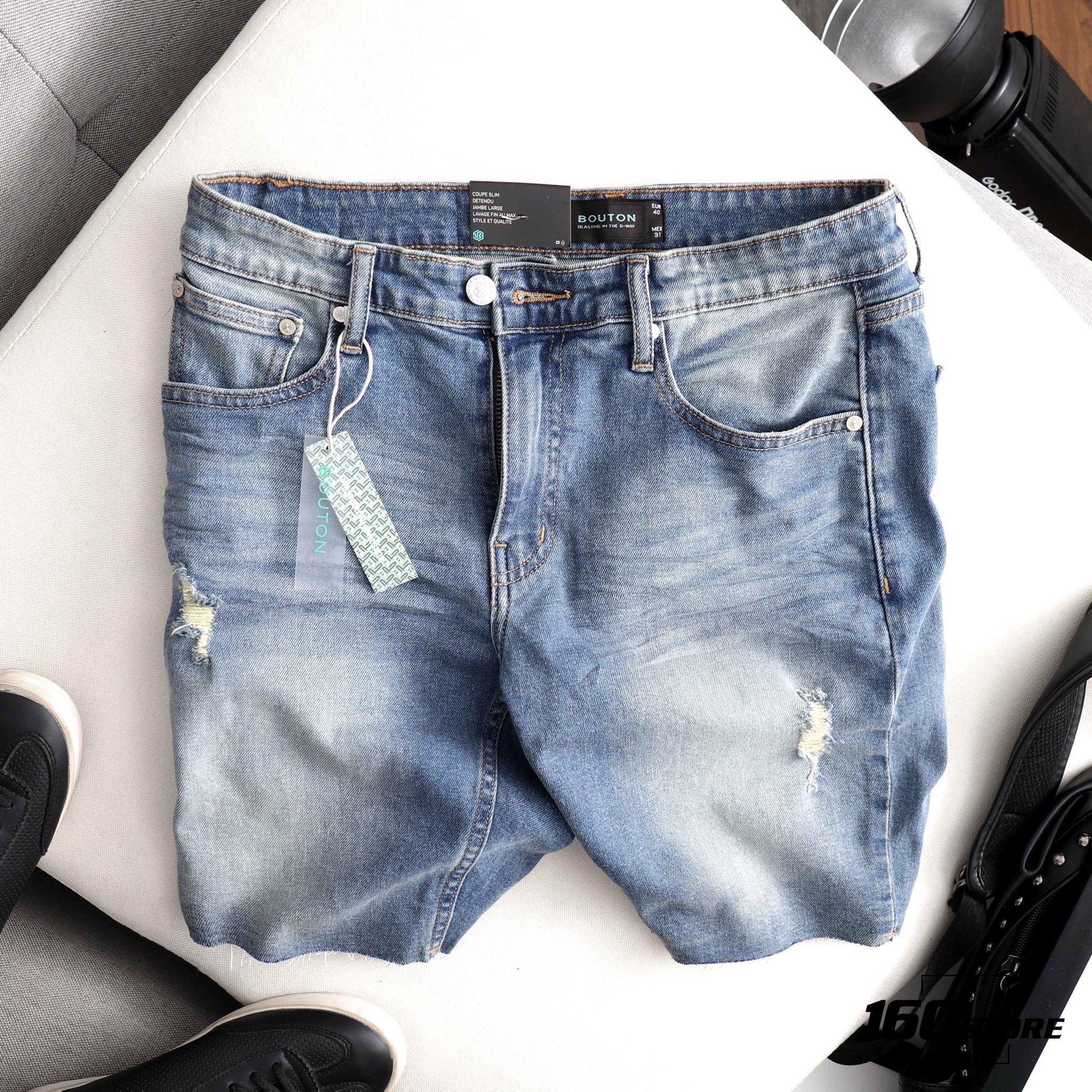 Quần short jeans BOUTON dark blue