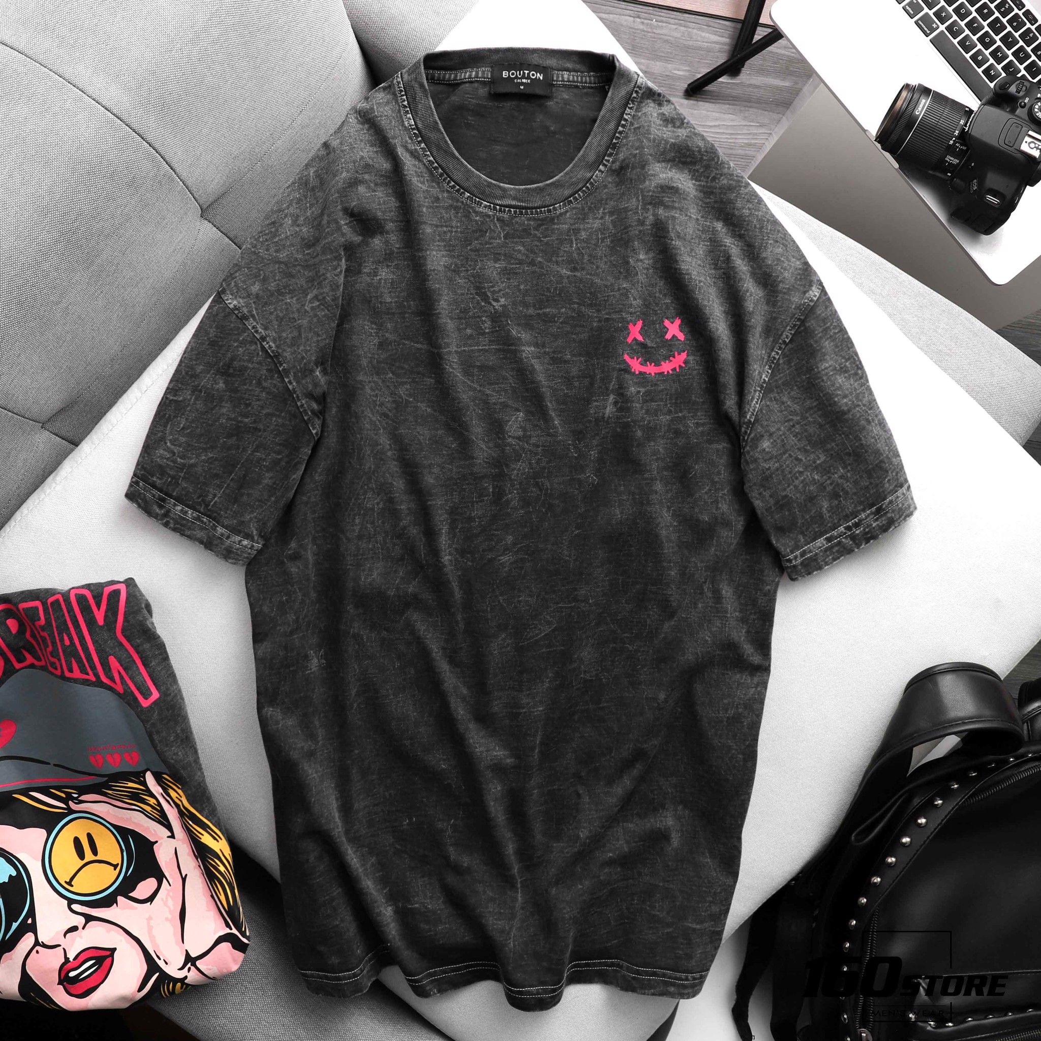 Áo thun BOUTON Heart Break wash acid oversize