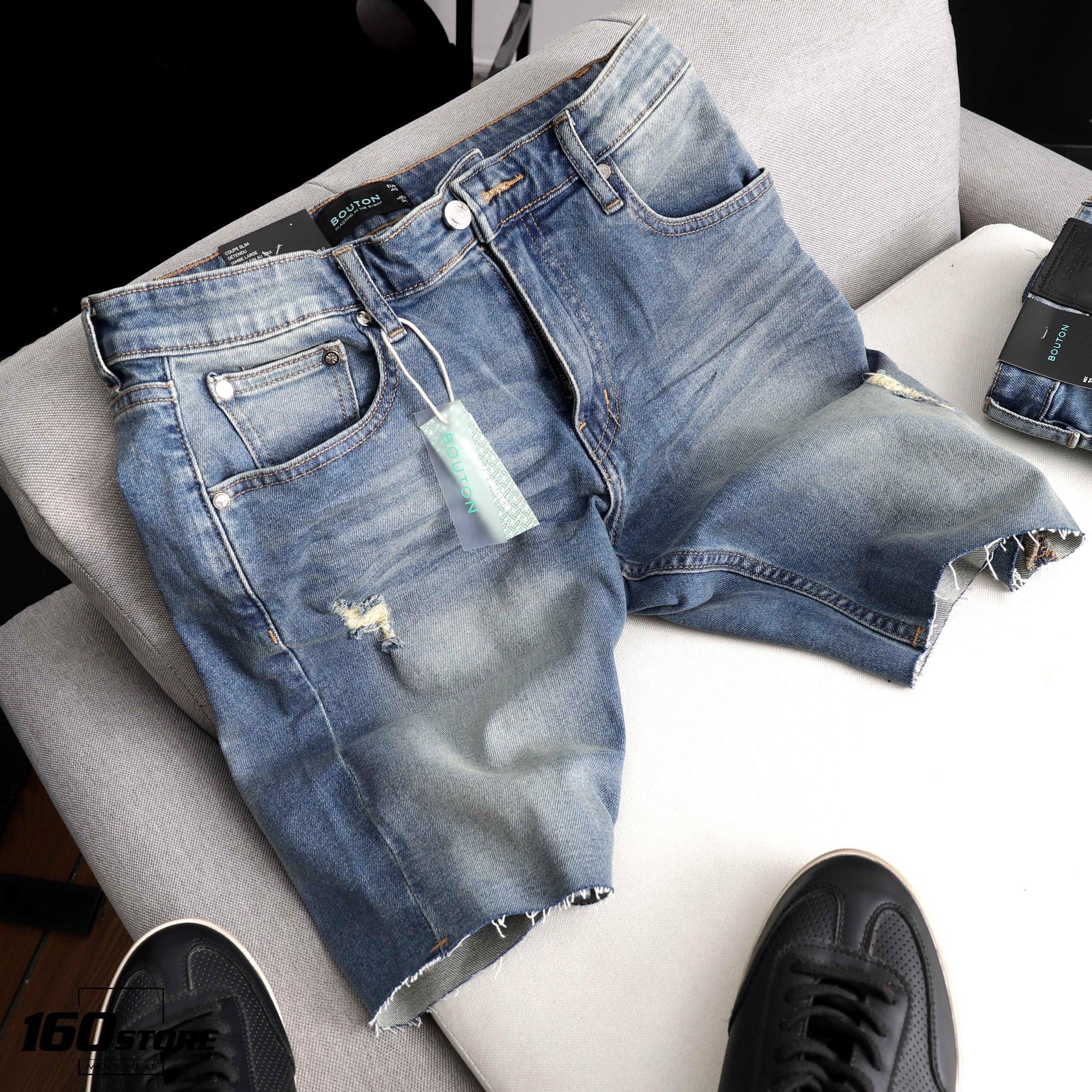 Quần short jeans BOUTON dark blue