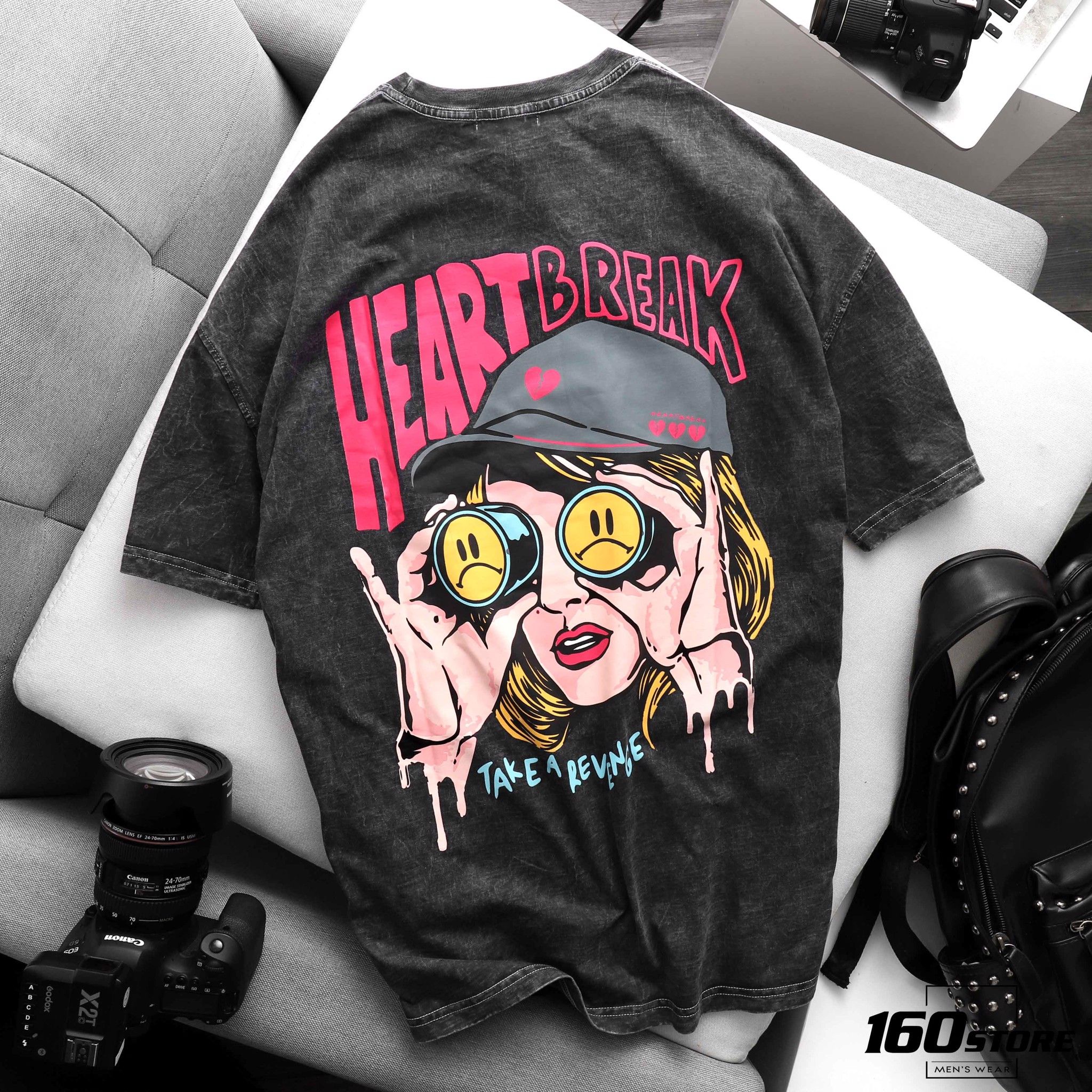 Áo thun BOUTON Heart Break wash acid oversize