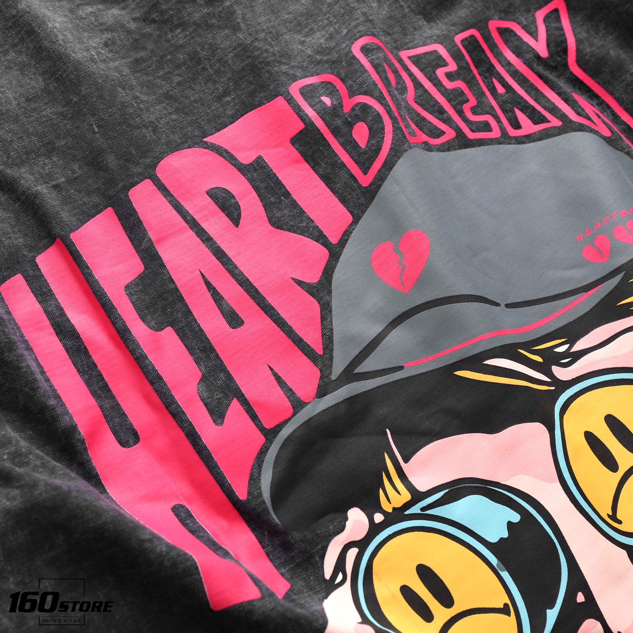 Áo thun BOUTON Heart Break wash acid oversize