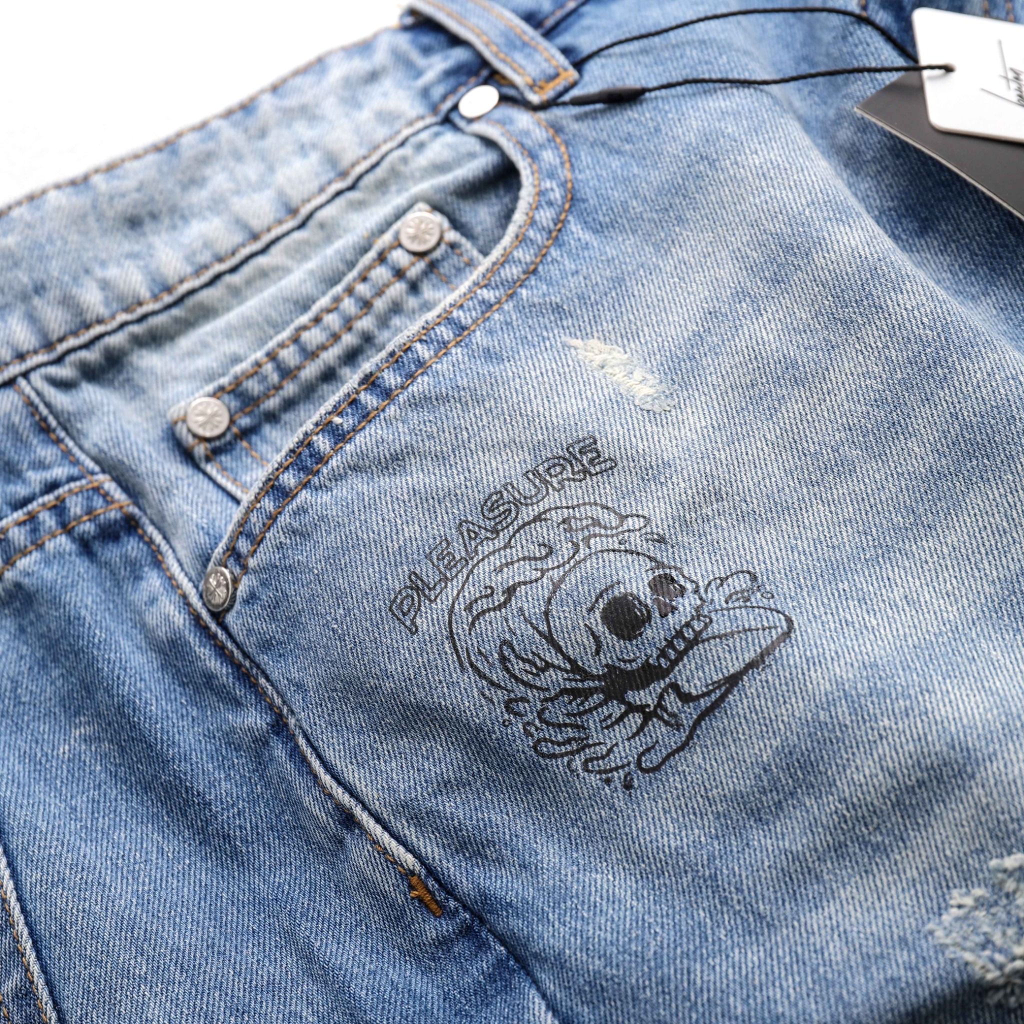 Quần Short Jeans BOUTON Skull Print