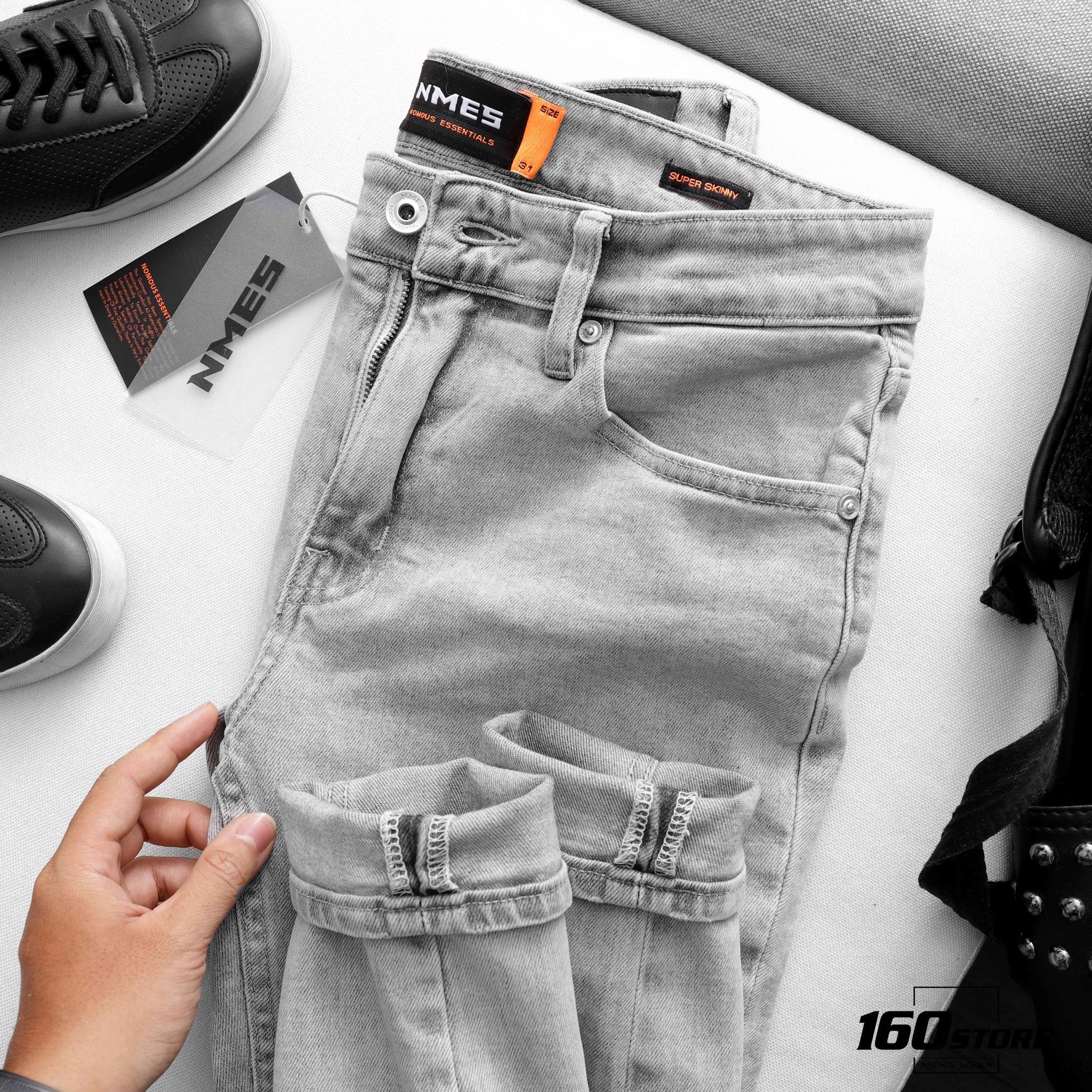 Quần jeans NOMOUS ESSENTIALS light grey super skinny