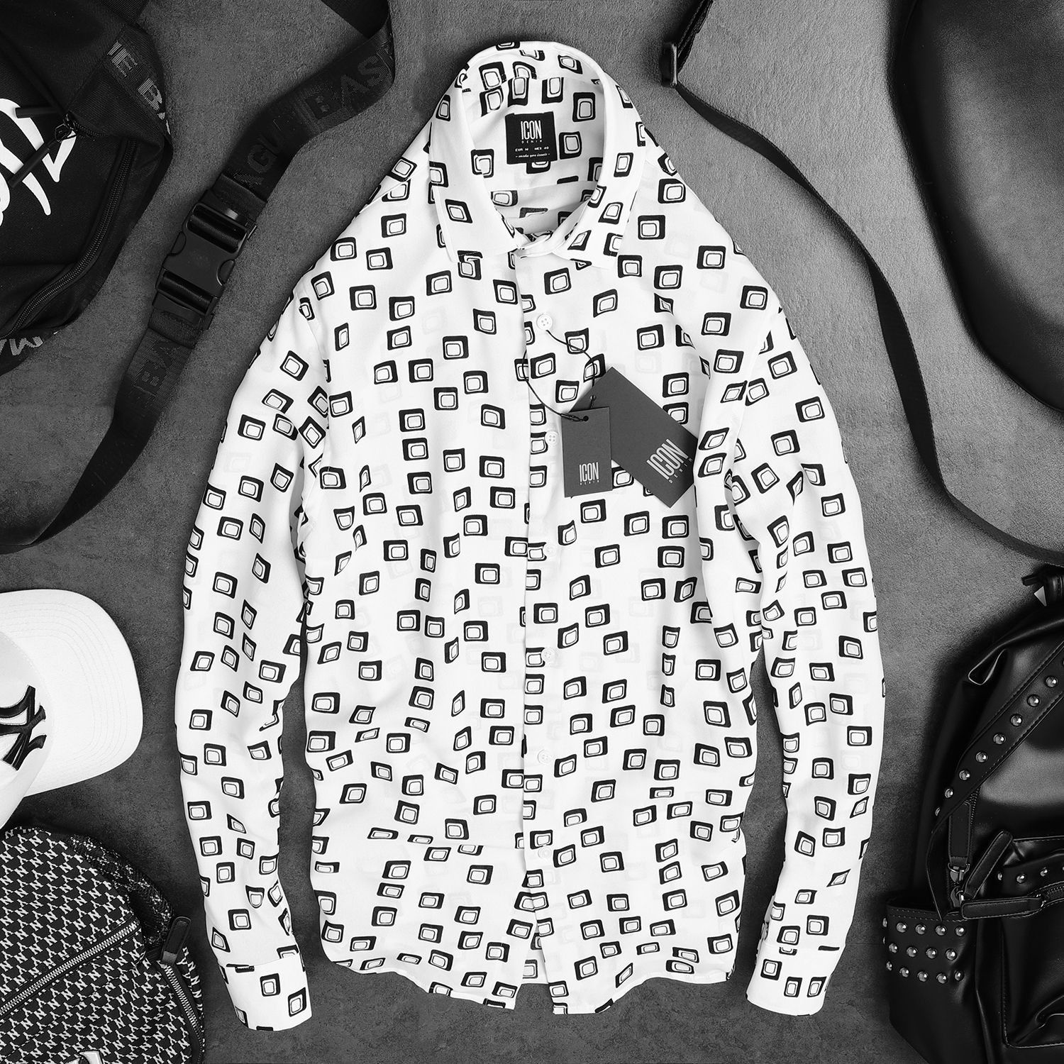 Áo sơmi ICON DENIM họa tiết ss19