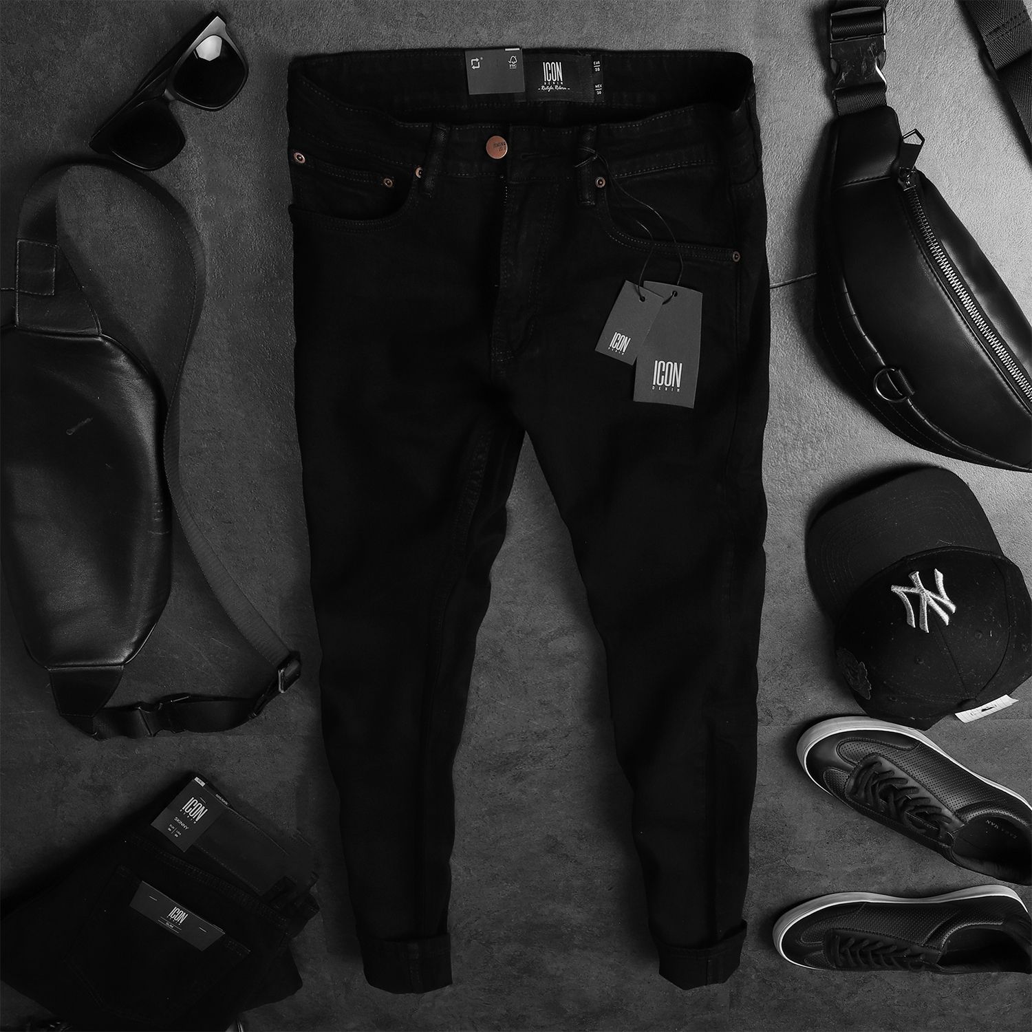 Quần jeans ICON DENIM black slim fit