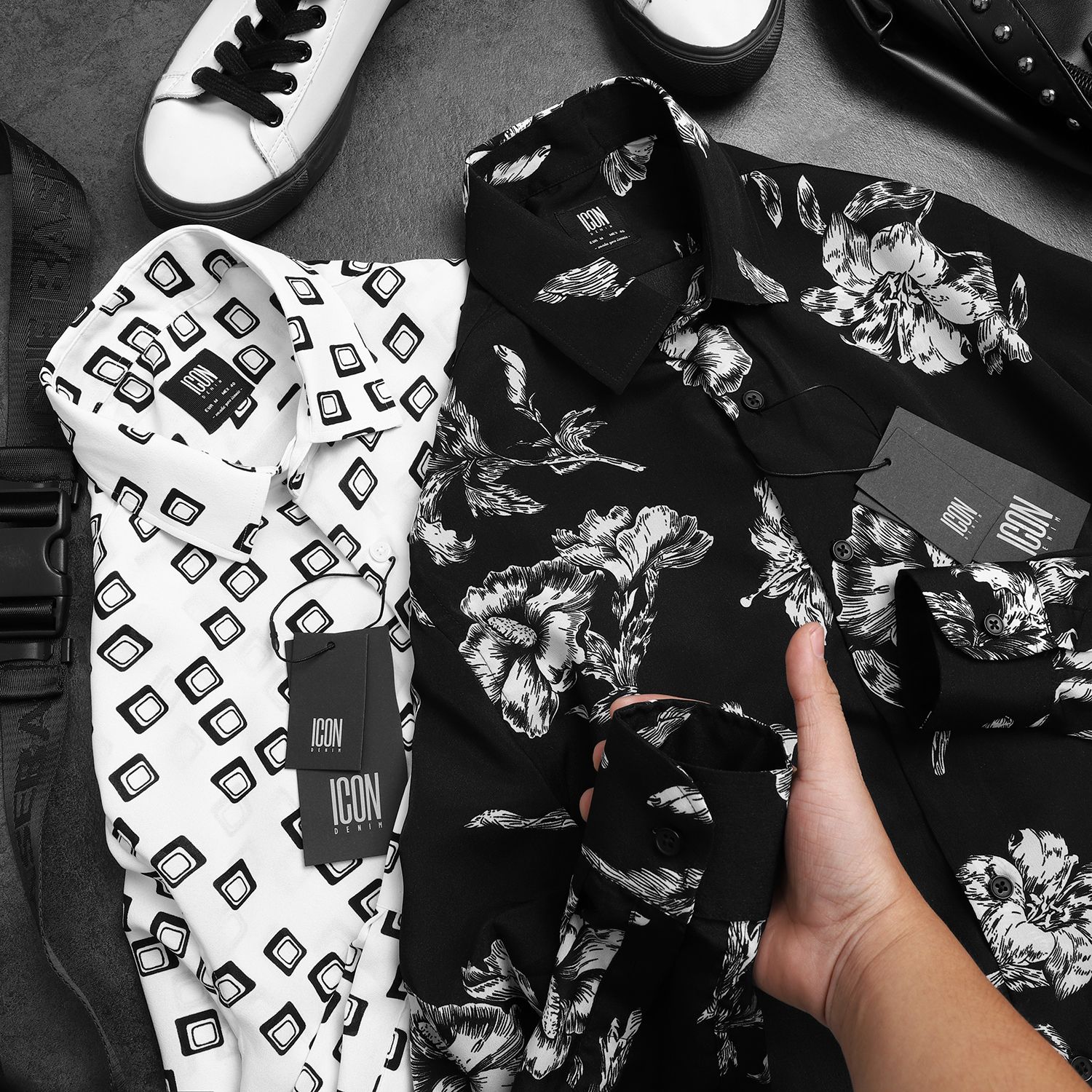 Áo sơmi ICON DENIM họa tiết ss19
